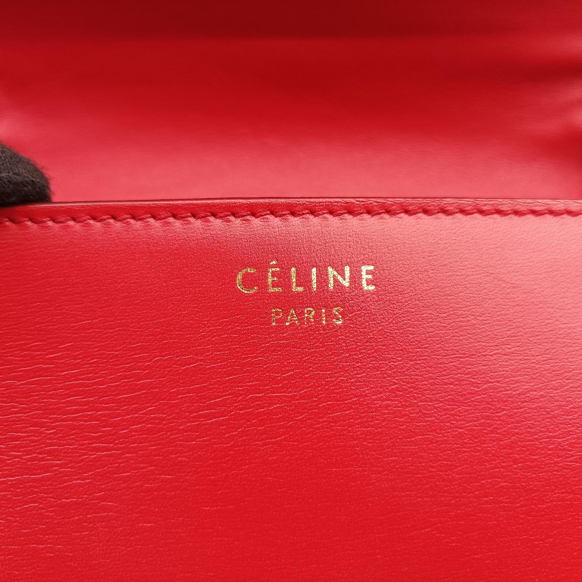Vintage Celine Classic Box Red Leather  shoulderbag | stylenewstar