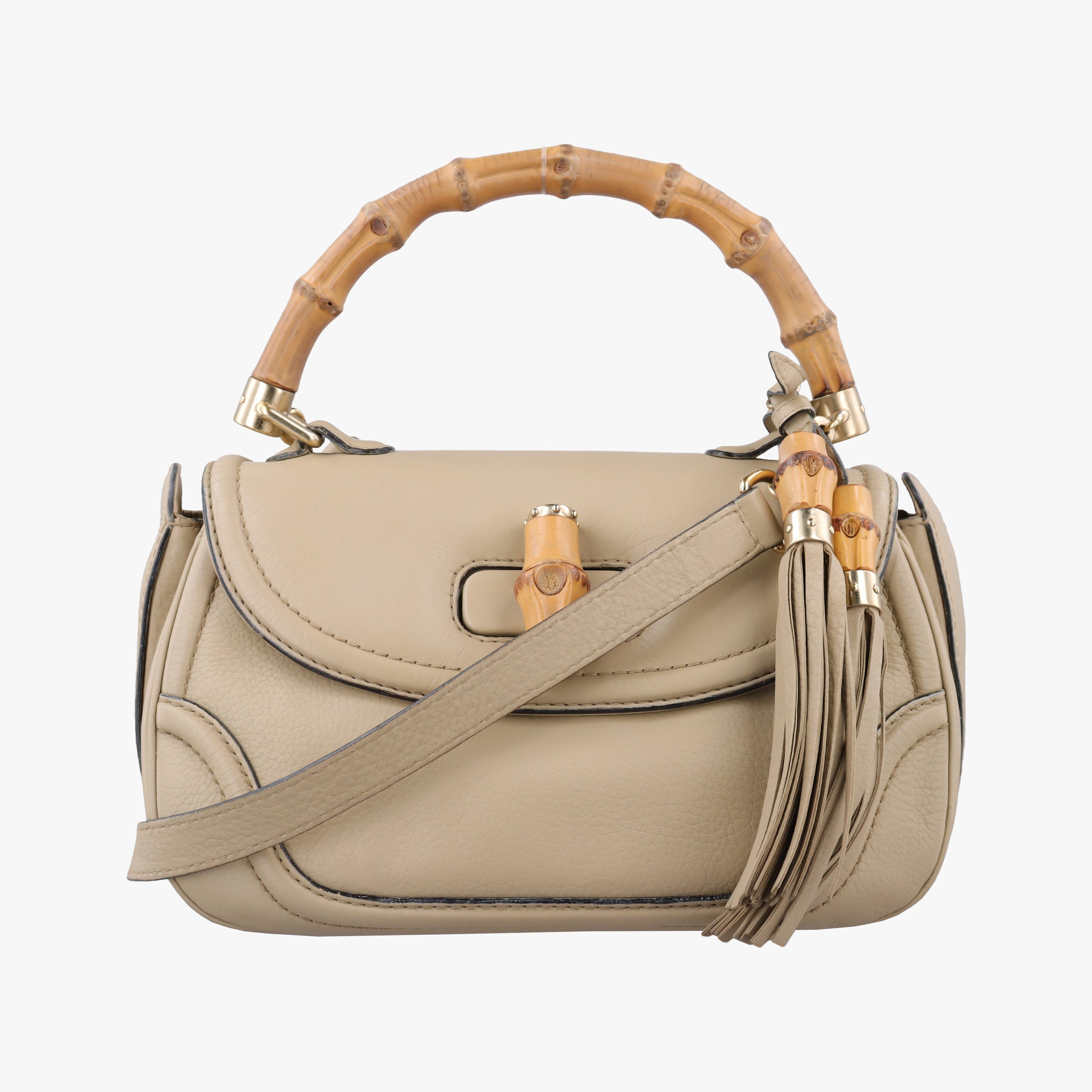 Pre-owned Gucci New Bamboo khaki Leather 254884 shoulderbag | stylenewstar