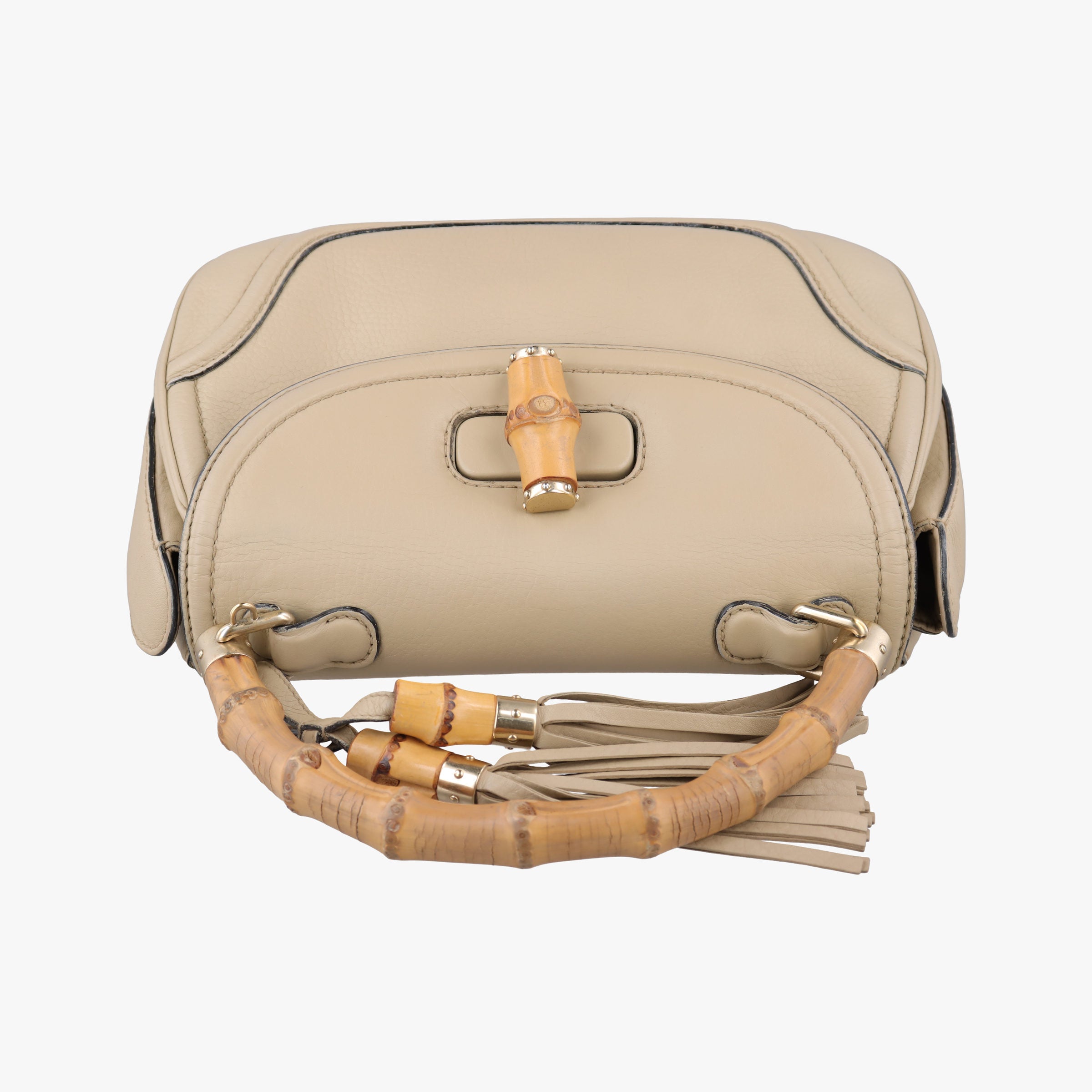 Pre-owned Gucci New Bamboo khaki Leather 254884 shoulderbag | stylenewstar