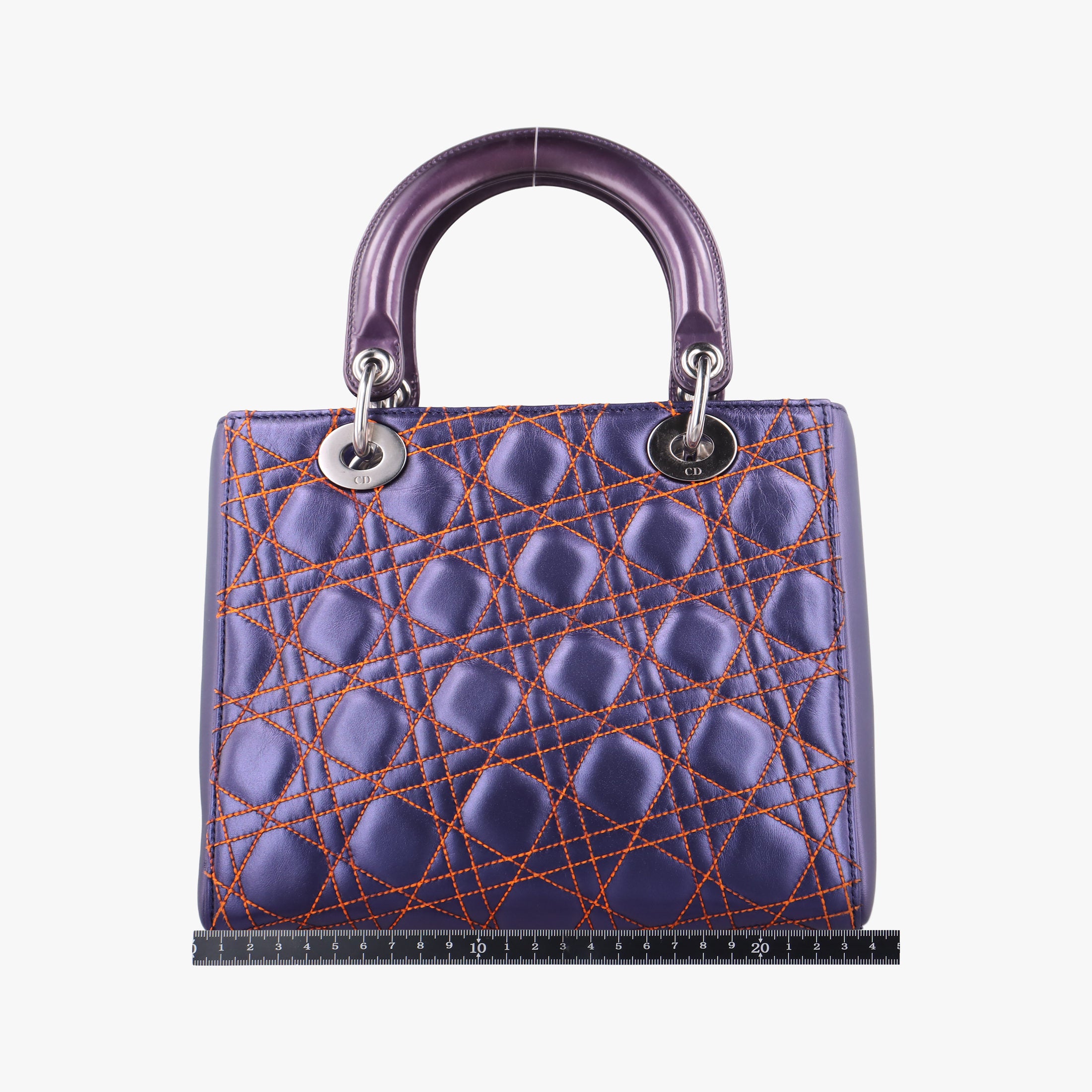 Pre-owned Christian Dior Lady Dior Purple×Orange×Brown Lambskin  shoulderbag | stylenewstar