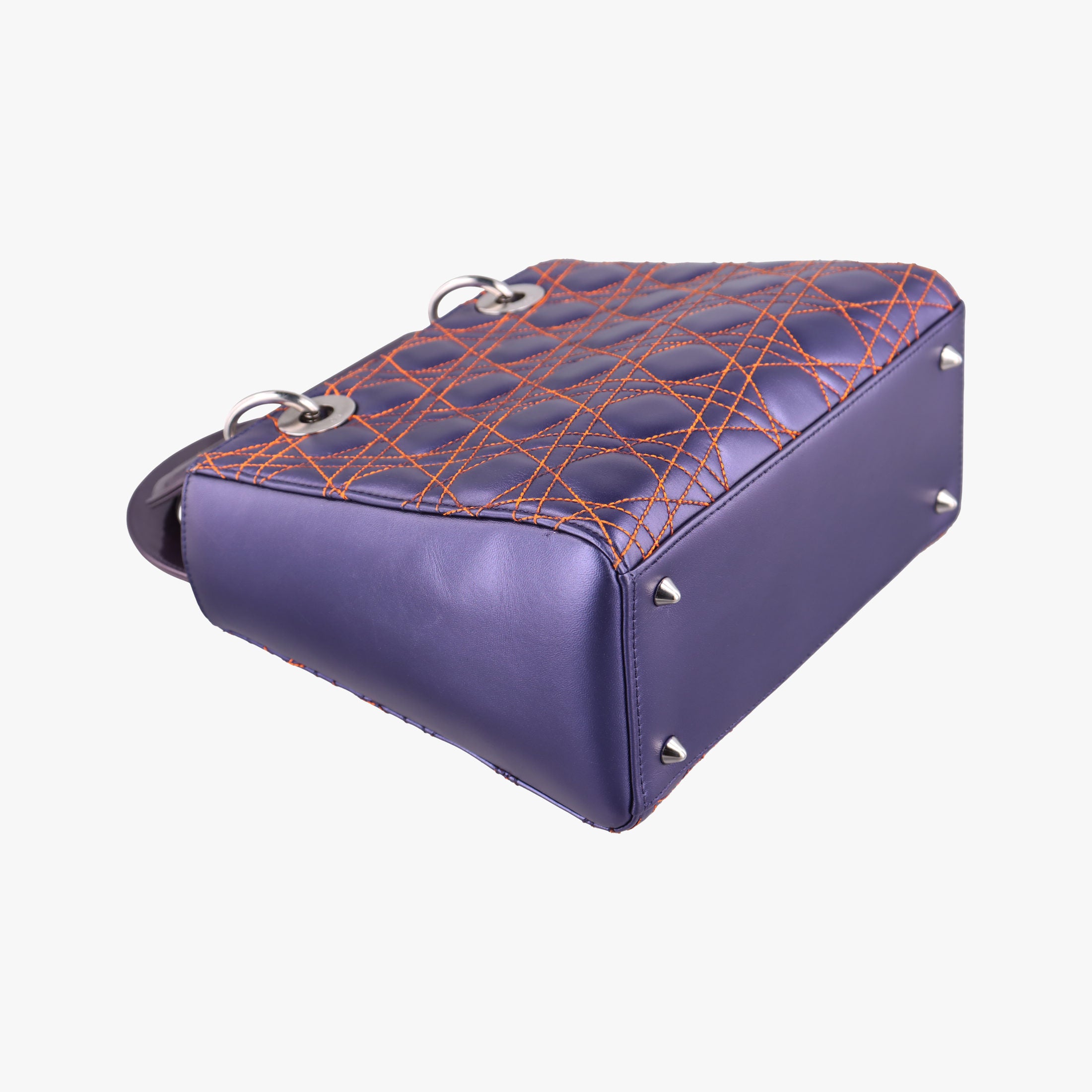Pre-owned Christian Dior Lady Dior Purple×Orange×Brown Lambskin  shoulderbag | stylenewstar
