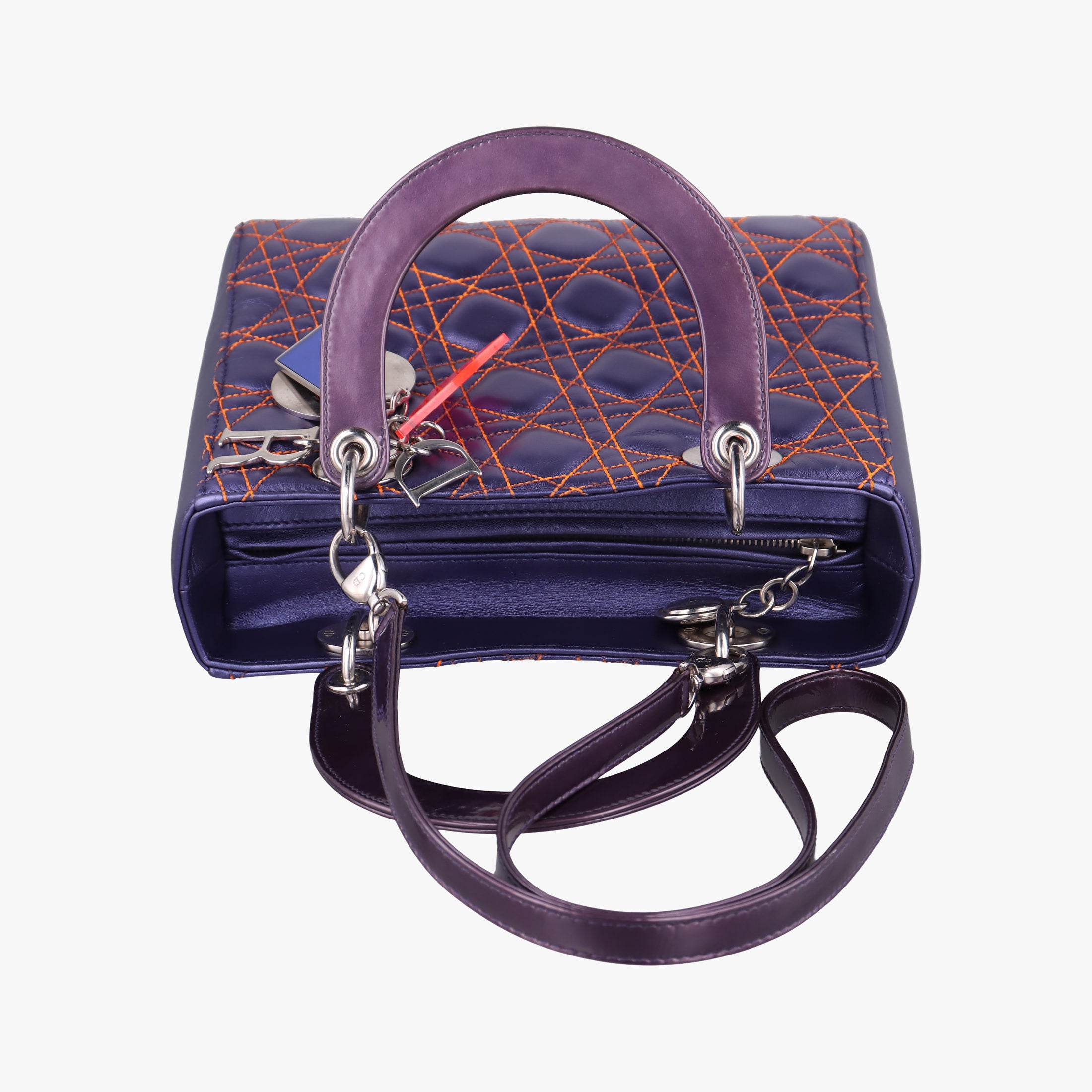 Pre-owned Christian Dior Lady Dior Purple×Orange×Brown Lambskin  shoulderbag | stylenewstar