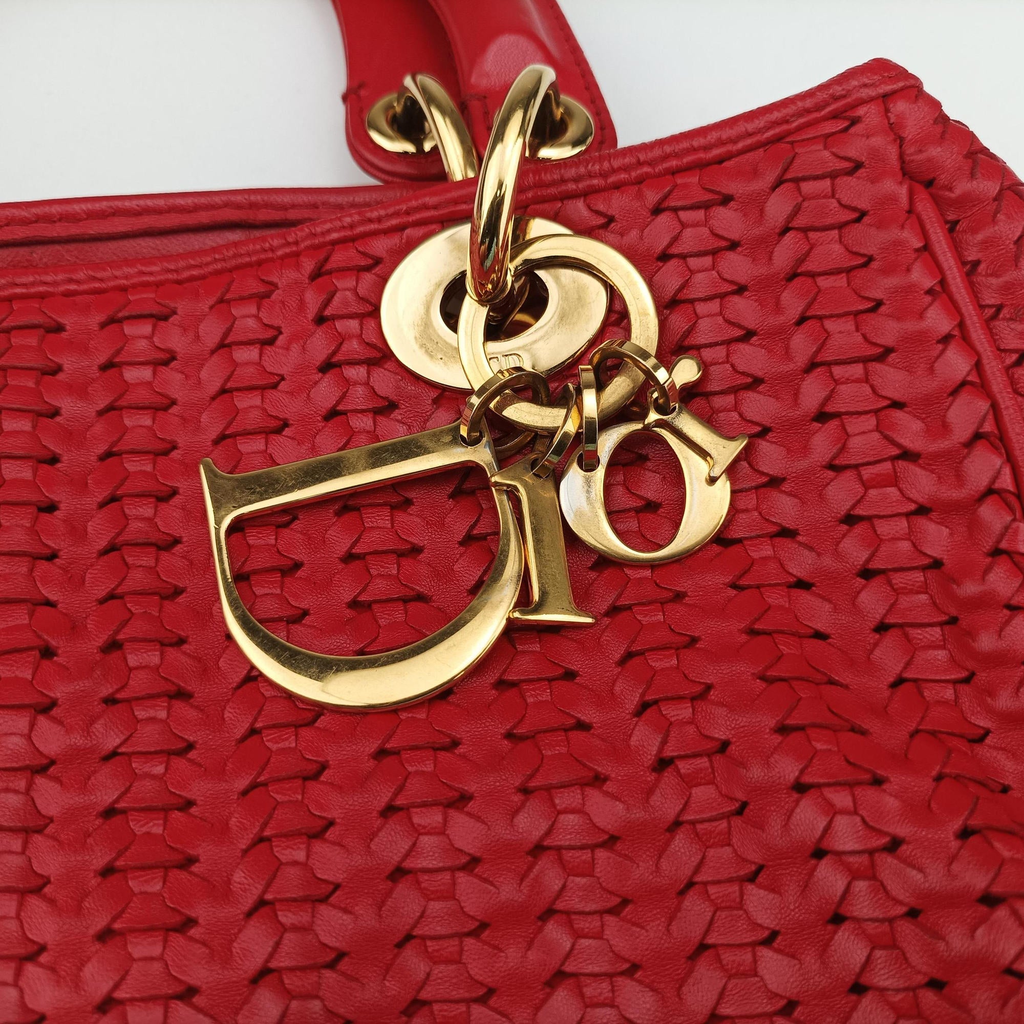 Pre-owned Christian Dior Soft Lady Dior Red lambskin  handbag | stylenewstar