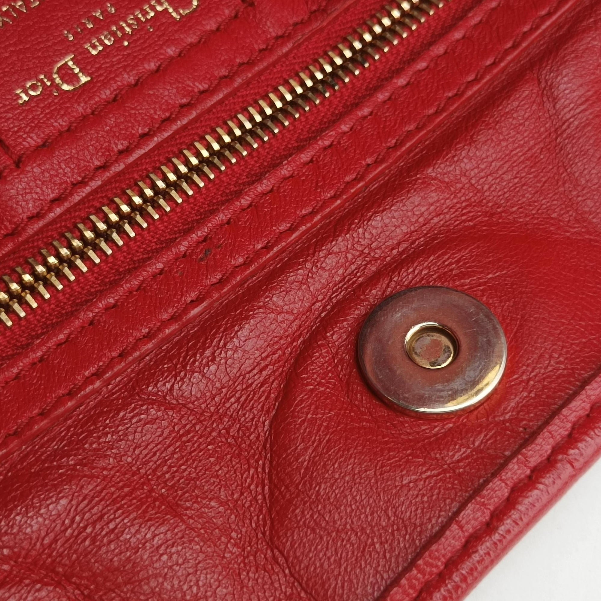Pre-owned Christian Dior Soft Lady Dior Red lambskin  handbag | stylenewstar