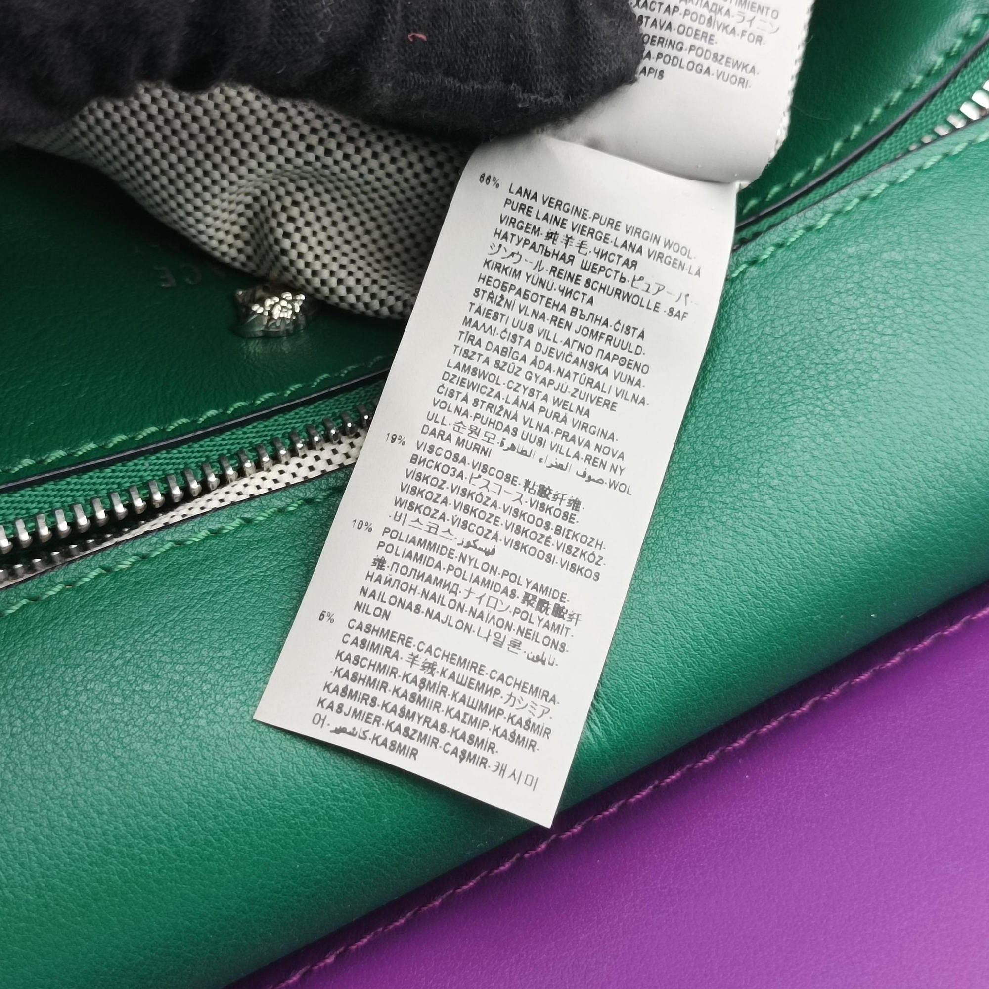 Pre-owned VERSACE Palazzo Empire Green×Navy×Purple Leather  handbag | stylenewstar