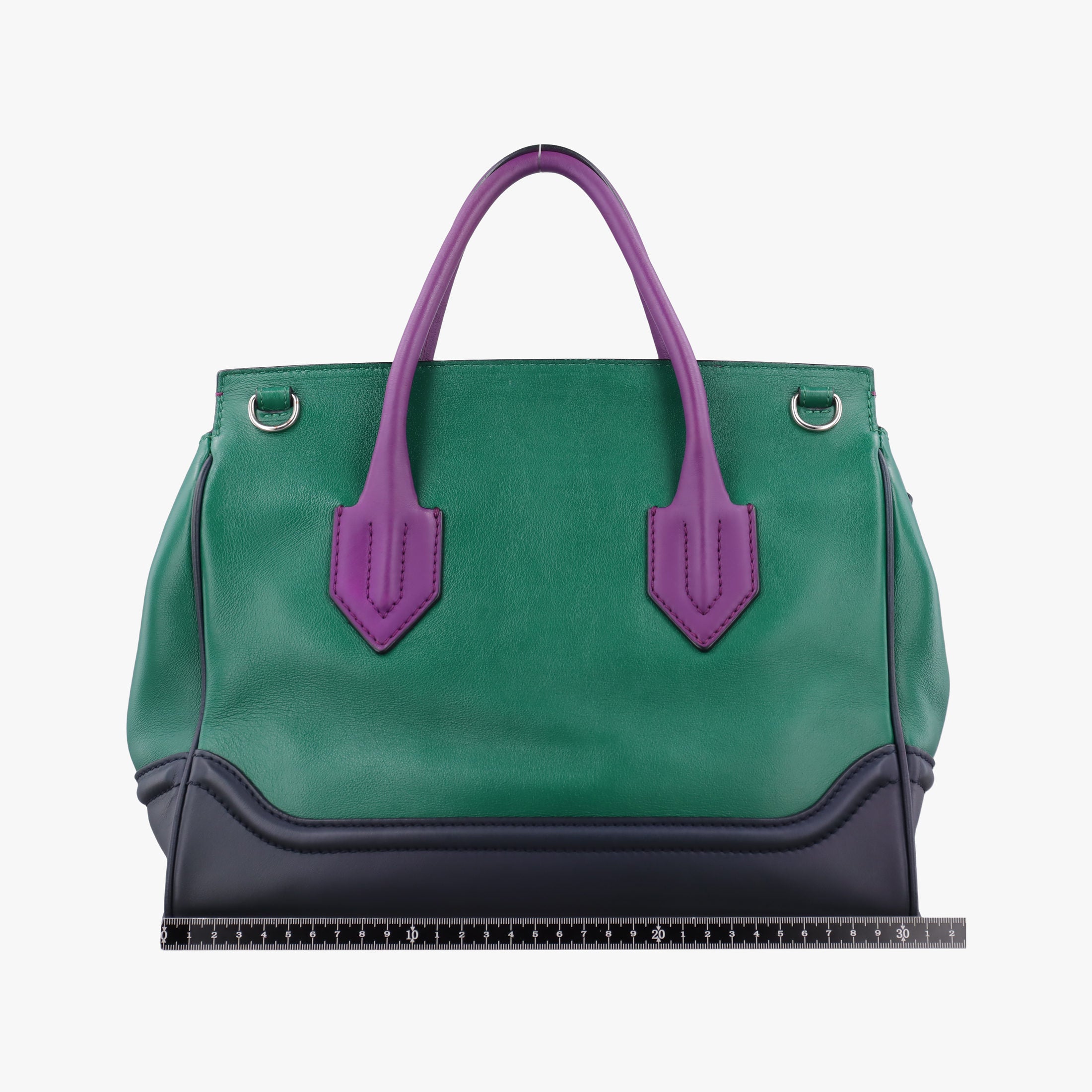 Pre-owned VERSACE Palazzo Empire Green×Navy×Purple Leather  handbag | stylenewstar