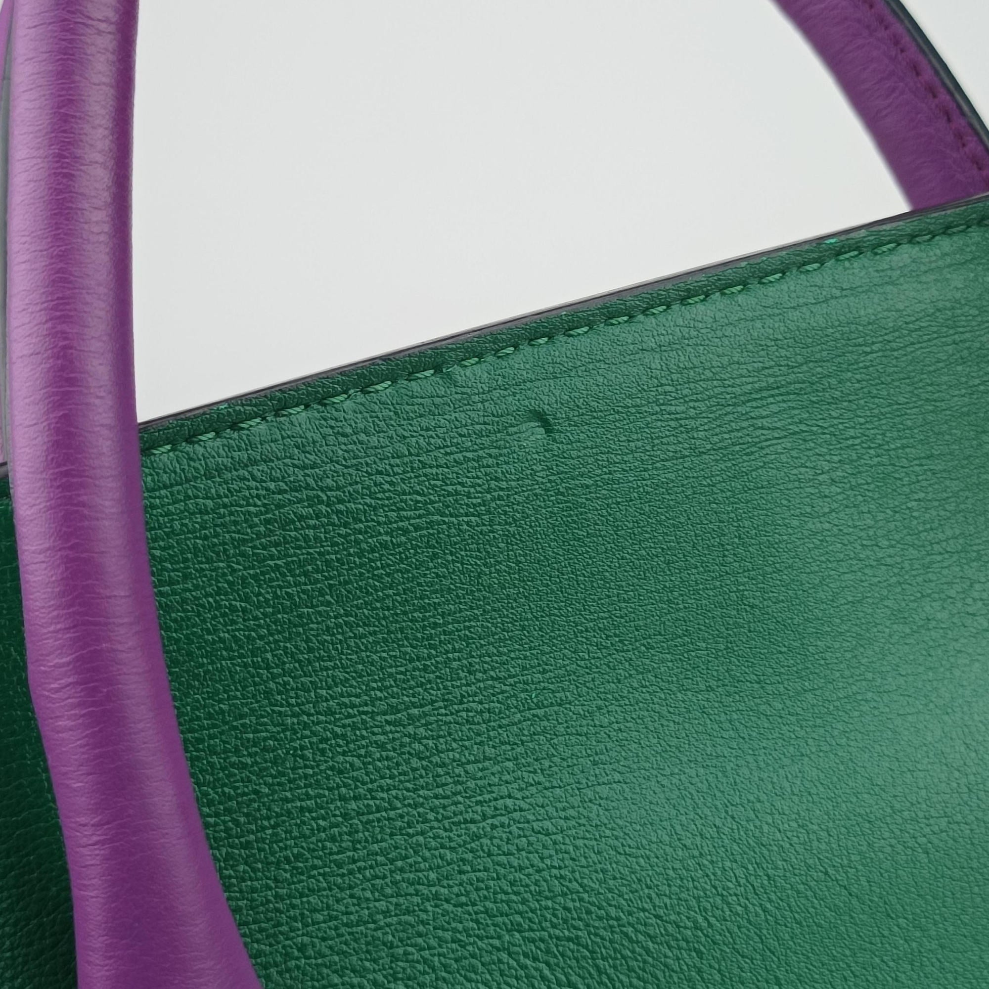 Pre-owned VERSACE Palazzo Empire Green×Navy×Purple Leather  handbag | stylenewstar