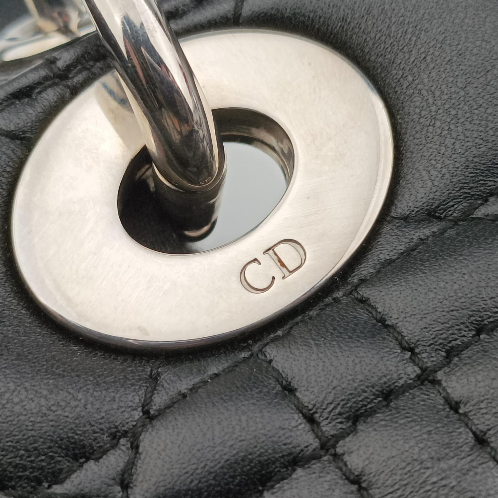 Pre-owned Christian Dior Lady Dior Black lambskin  shoulderbag | stylenewstar