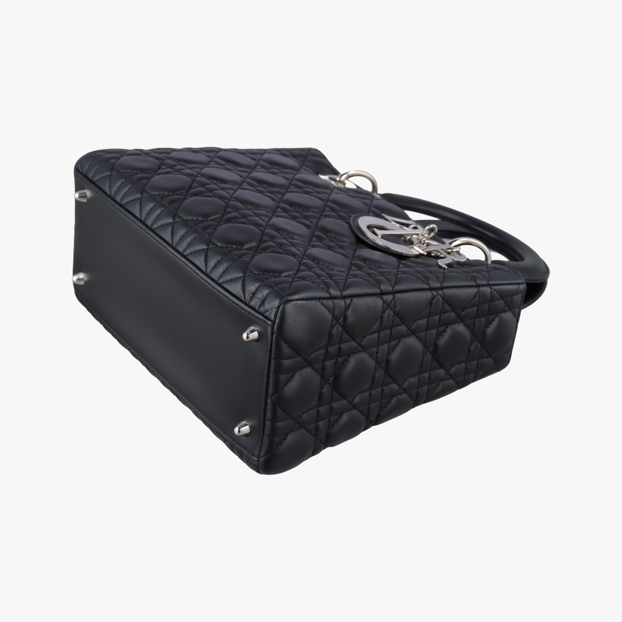 Pre-owned Christian Dior Lady Dior Black lambskin  shoulderbag | stylenewstar