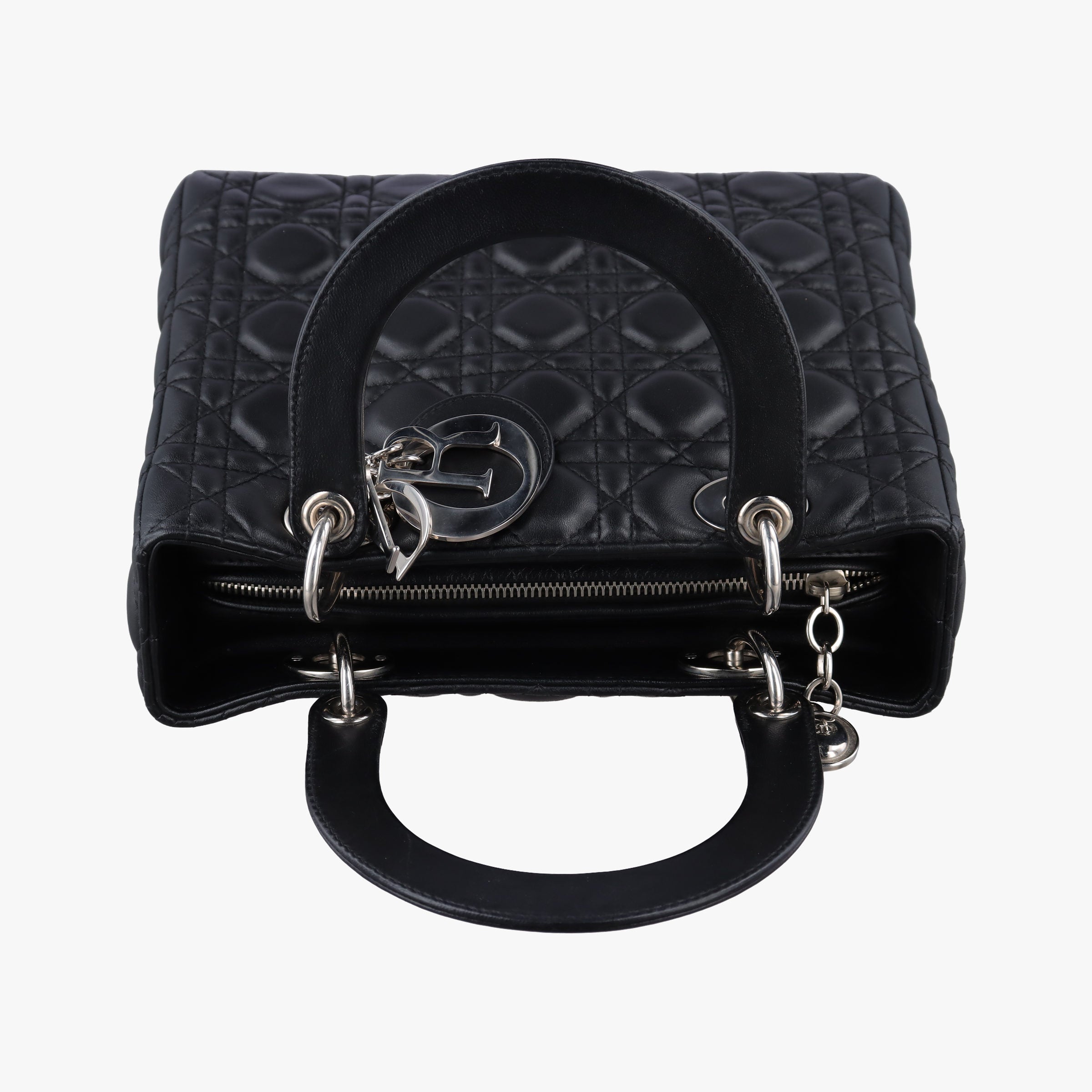 Pre-owned Christian Dior Lady Dior Black lambskin  shoulderbag | stylenewstar