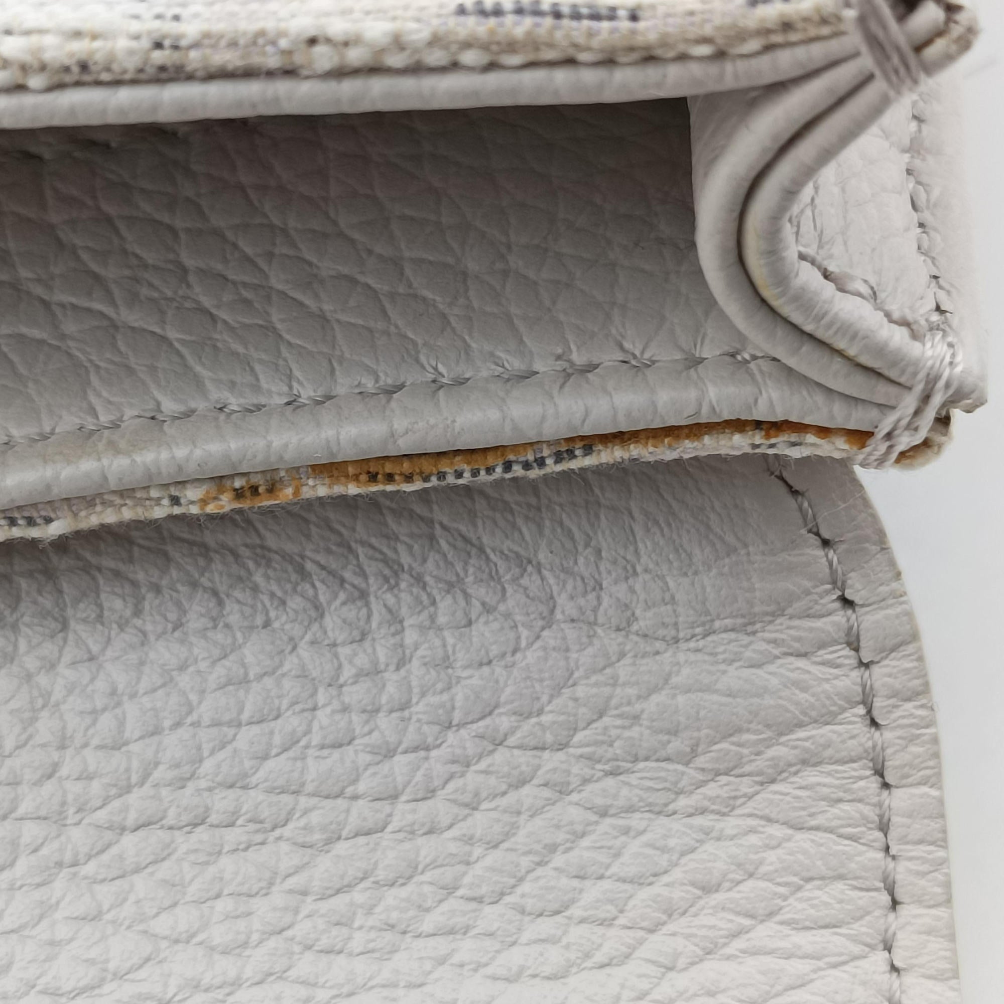 Pre-owned Christian Dior Saddle White Jacquard × Leather  shoulderbag | stylenewstar
