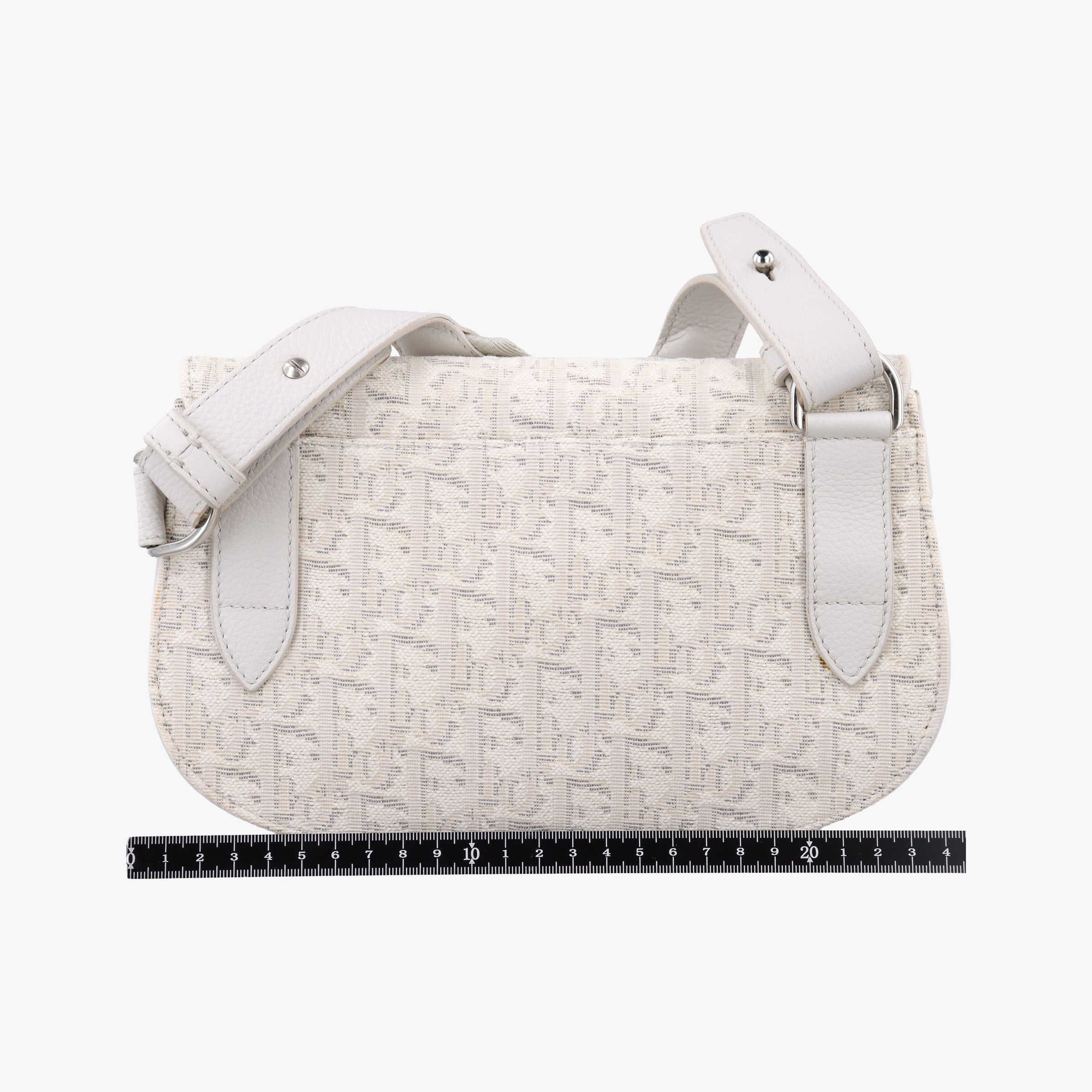 Pre-owned Christian Dior Saddle White Jacquard × Leather  shoulderbag | stylenewstar