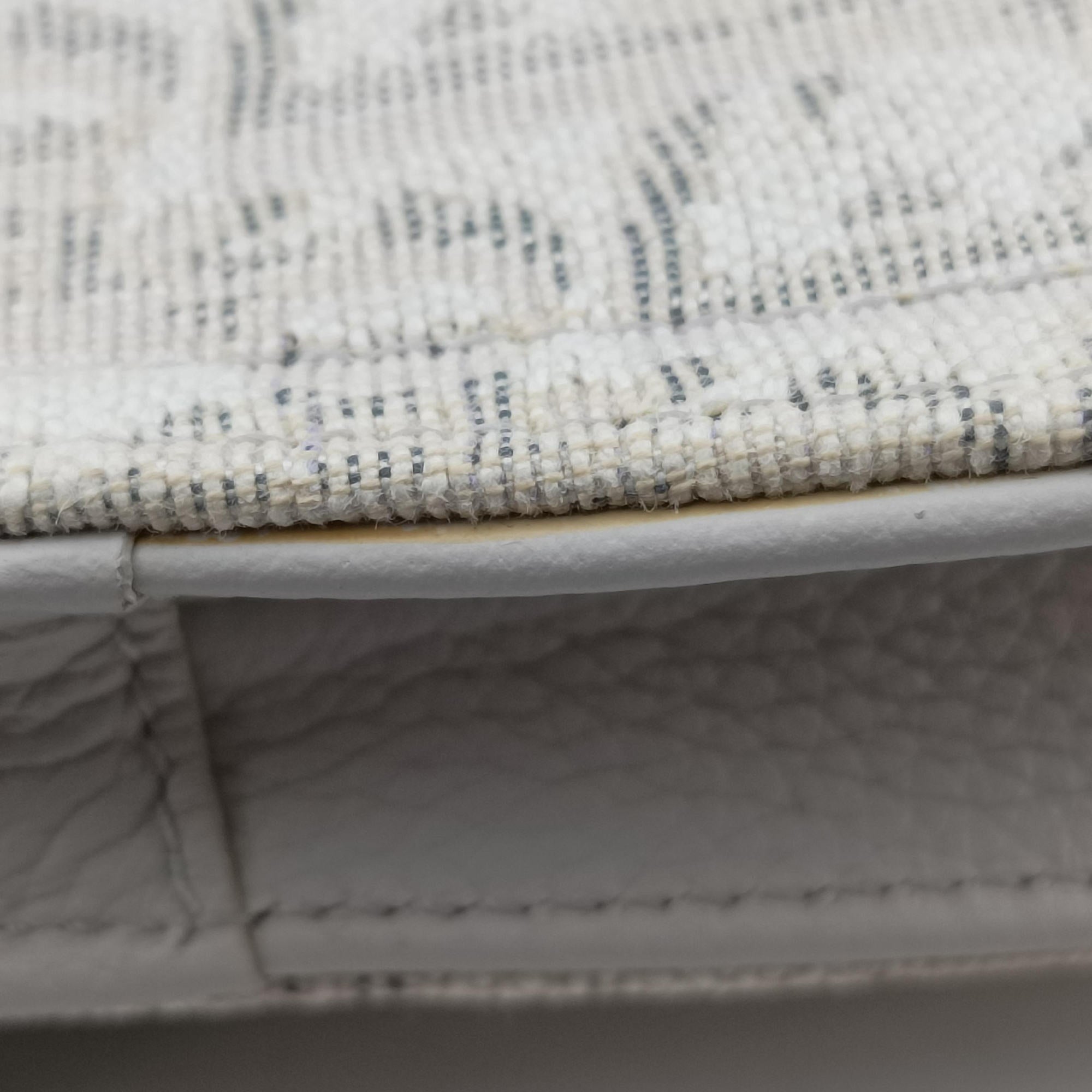 Pre-owned Christian Dior Saddle White Jacquard × Leather  shoulderbag | stylenewstar