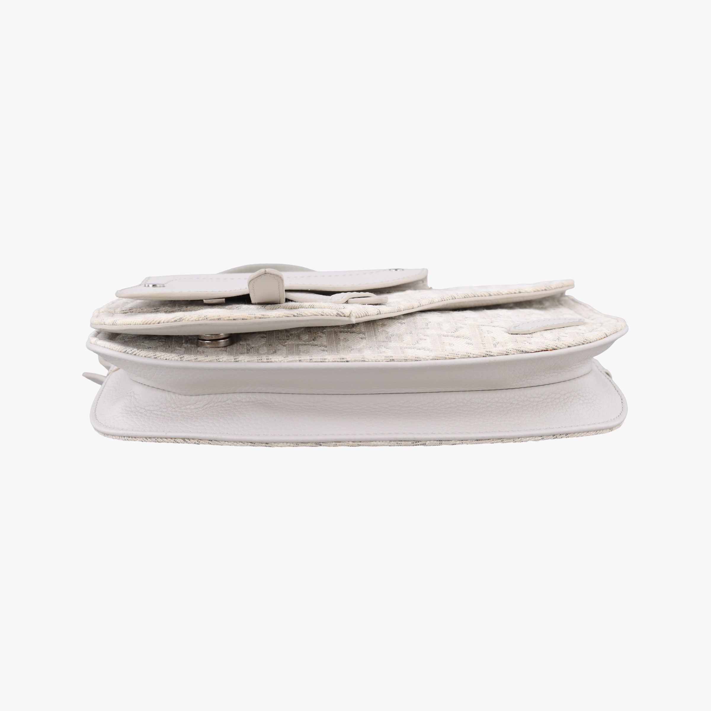 Pre-owned Christian Dior Saddle White Jacquard × Leather  shoulderbag | stylenewstar