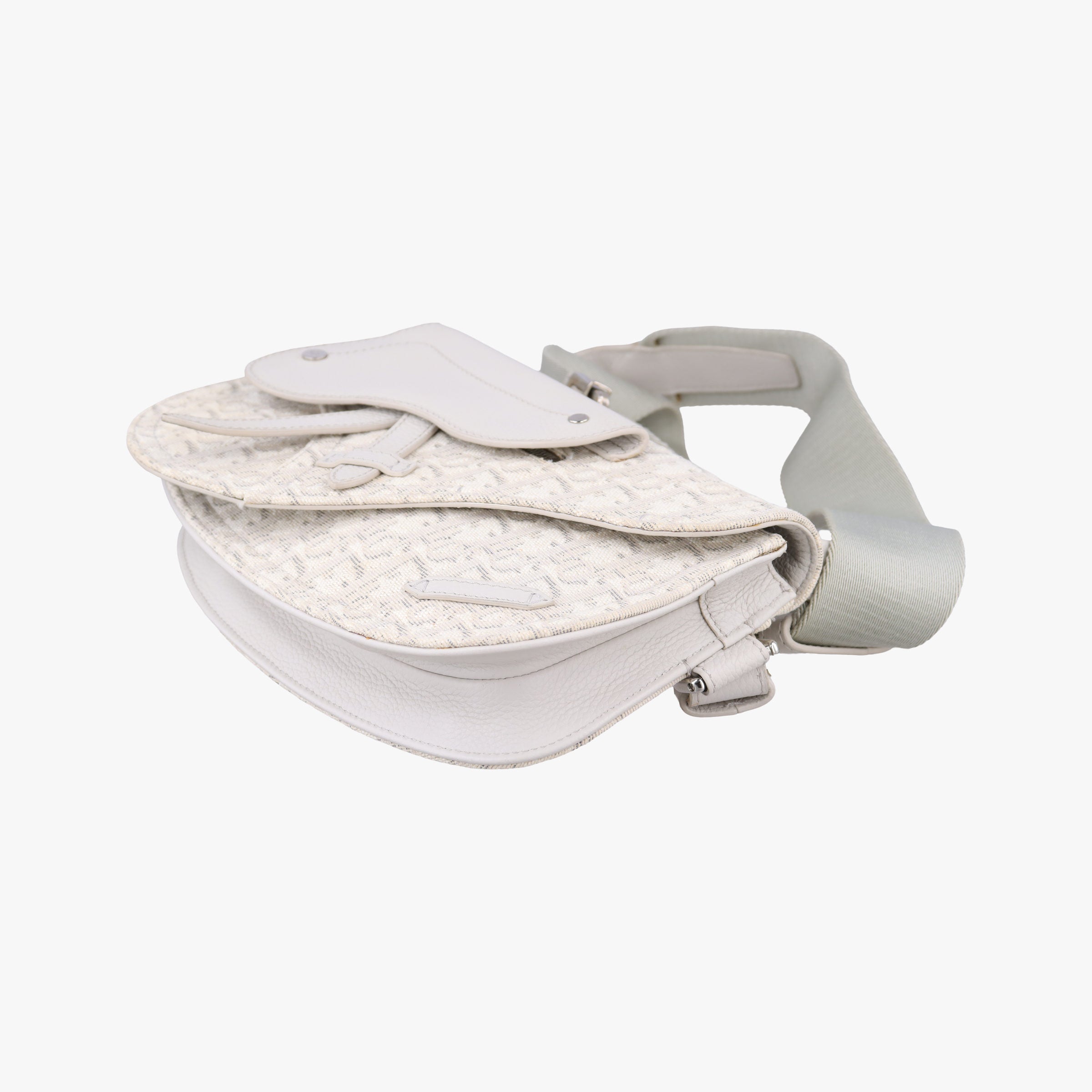Pre-owned Christian Dior Saddle White Jacquard × Leather  shoulderbag | stylenewstar