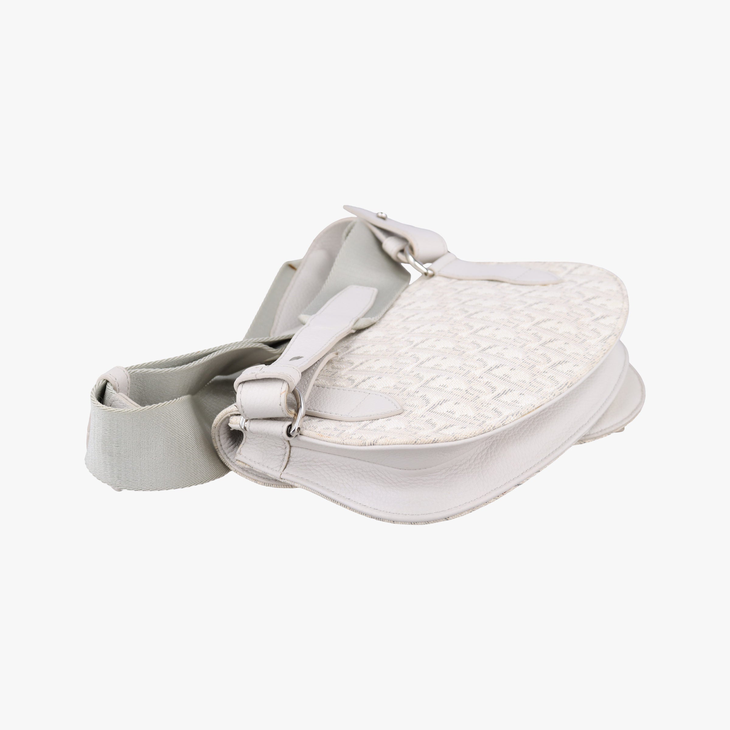 Pre-owned Christian Dior Saddle White Jacquard × Leather  shoulderbag | stylenewstar