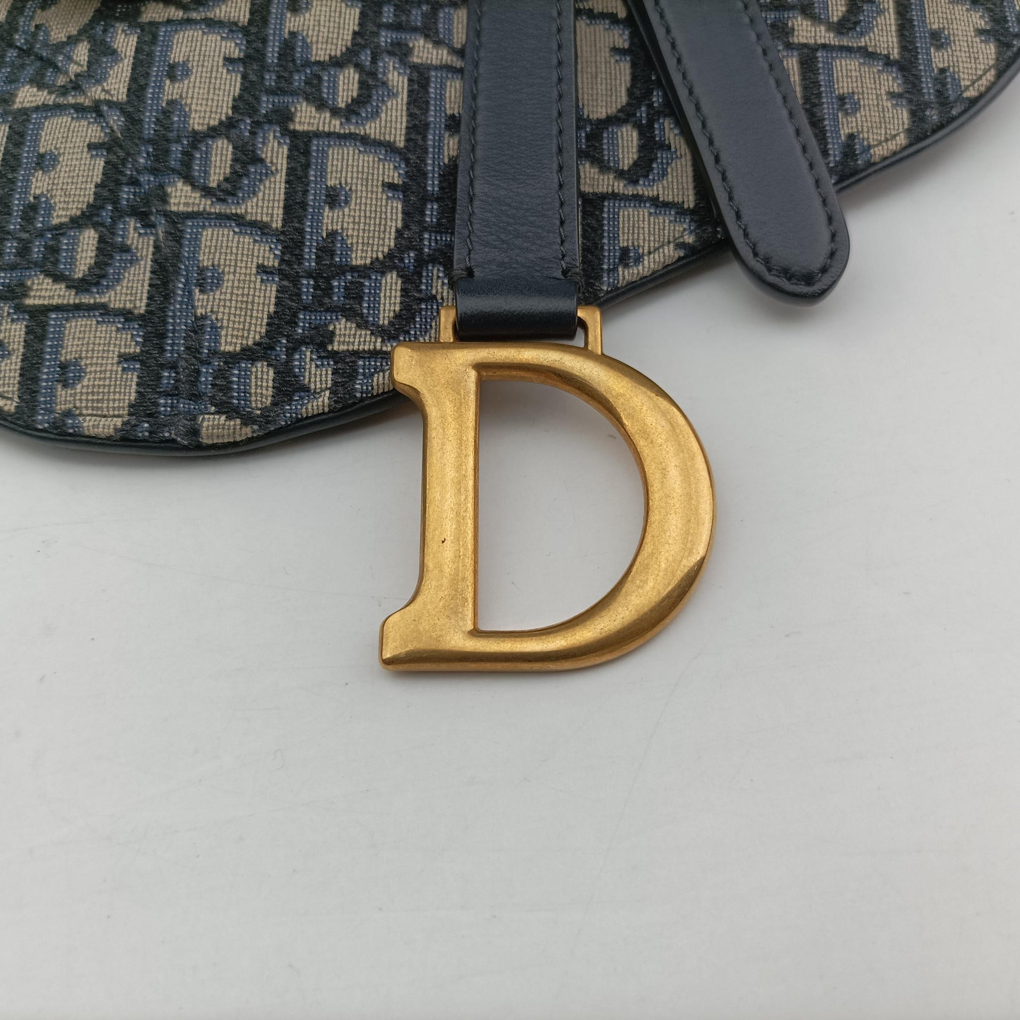 Pre-owned Christian Dior Saddle Navy Jacquard×Leather  bum bag/waist bag | stylenewstar