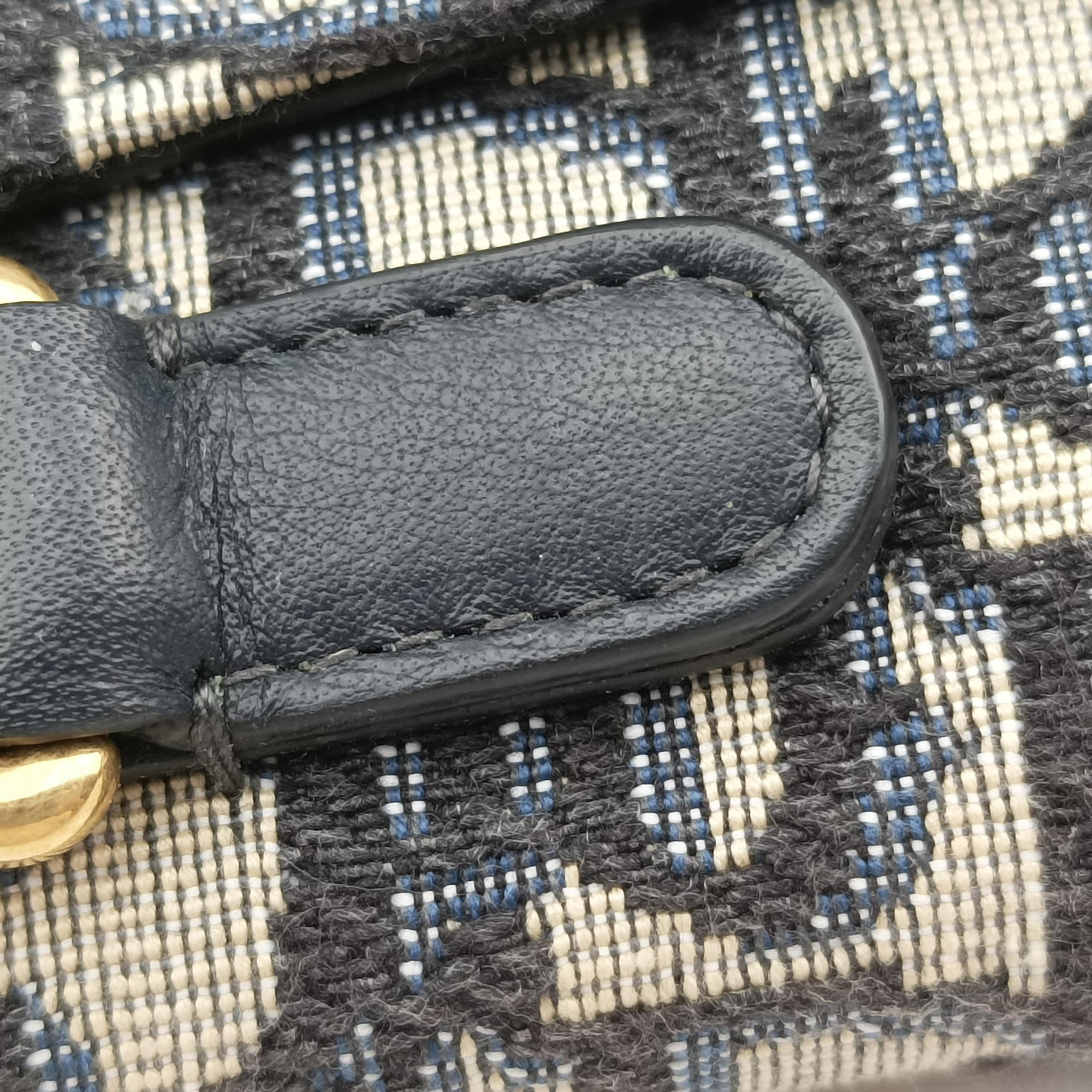 Pre-owned Christian Dior Saddle Navy Jacquard×Leather  bum bag/waist bag | stylenewstar