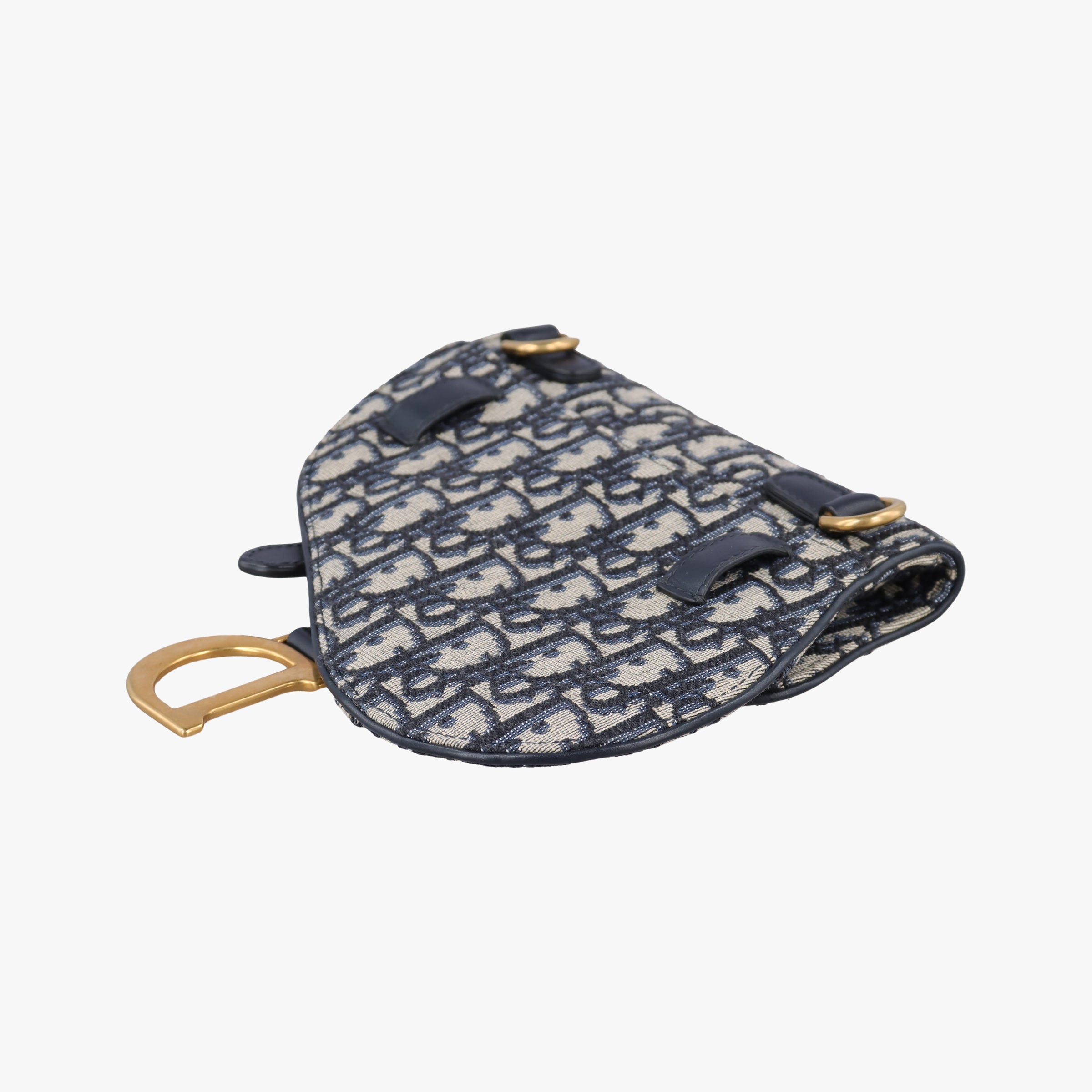 Pre-owned Christian Dior Saddle Navy Jacquard×Leather  bum bag/waist bag | stylenewstar