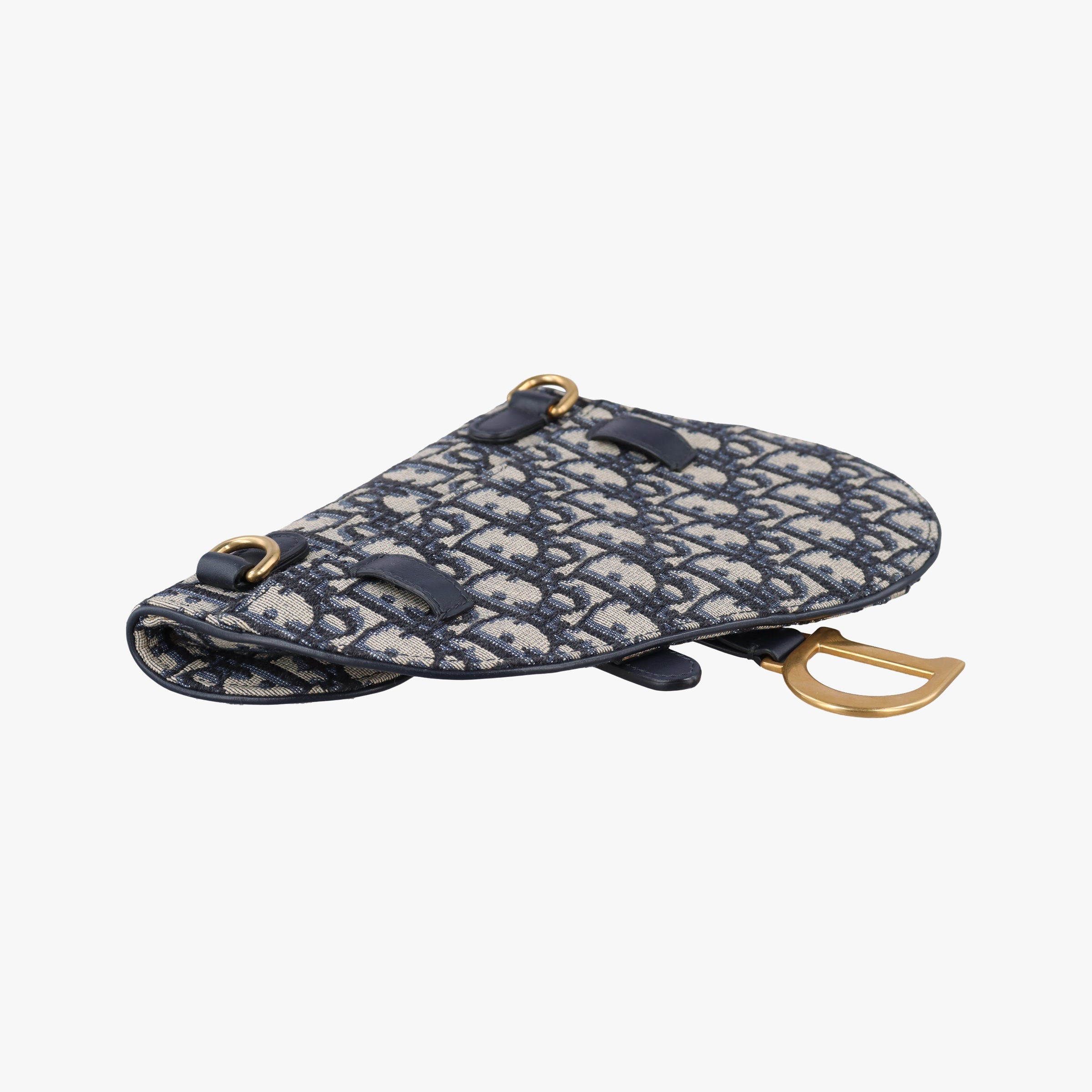 Pre-owned Christian Dior Saddle Navy Jacquard×Leather  bum bag/waist bag | stylenewstar