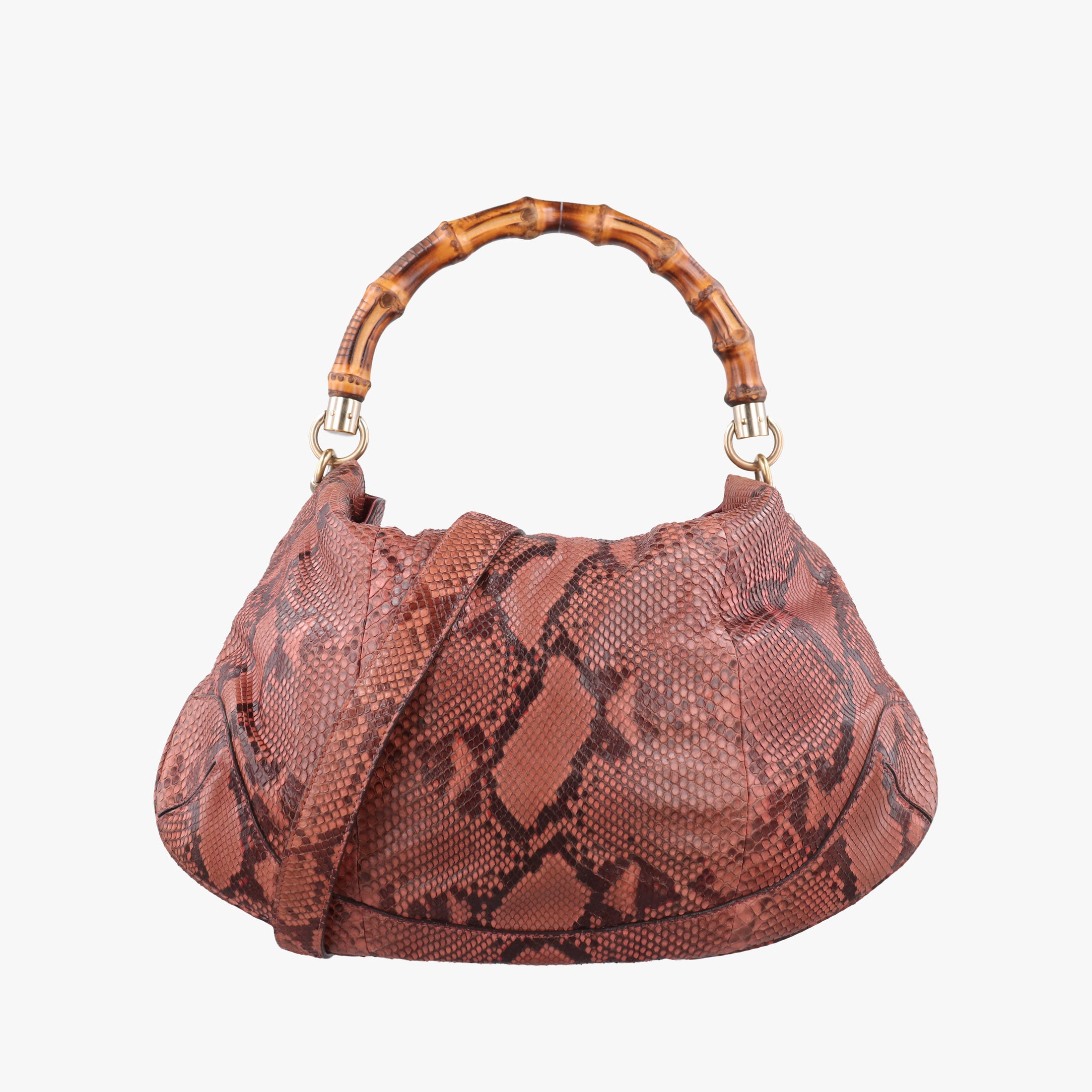 Pre-owned Gucci Bamboo Pink snakeskin 169961 shoulderbag | stylenewstar