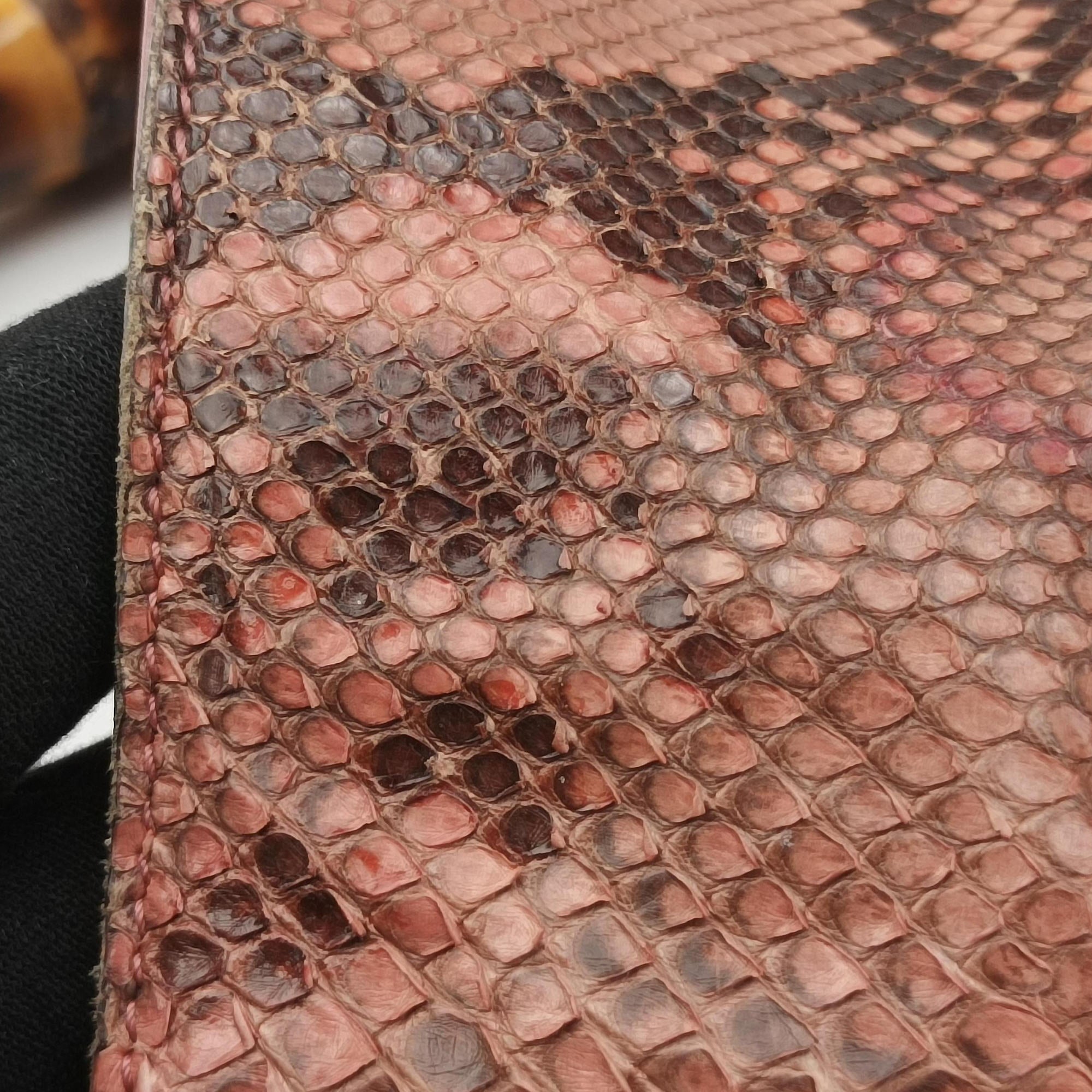 Pre-owned Gucci Bamboo Pink snakeskin 169961 shoulderbag | stylenewstar