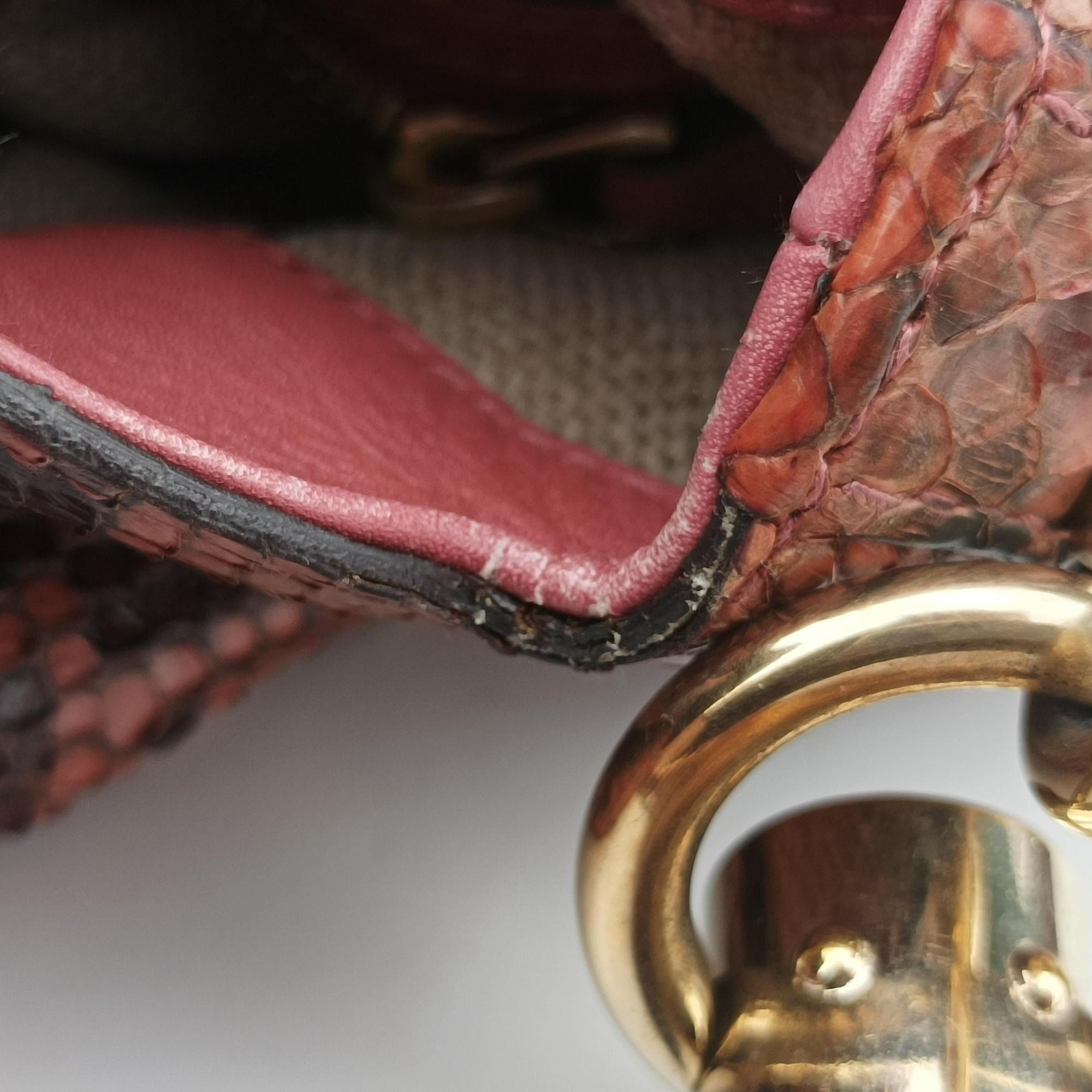 Pre-owned Gucci Bamboo Pink snakeskin 169961 shoulderbag | stylenewstar