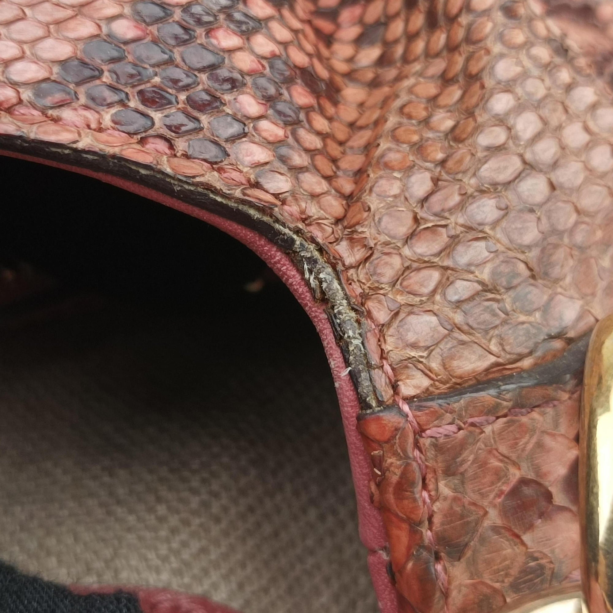 Pre-owned Gucci Bamboo Pink snakeskin 169961 shoulderbag | stylenewstar