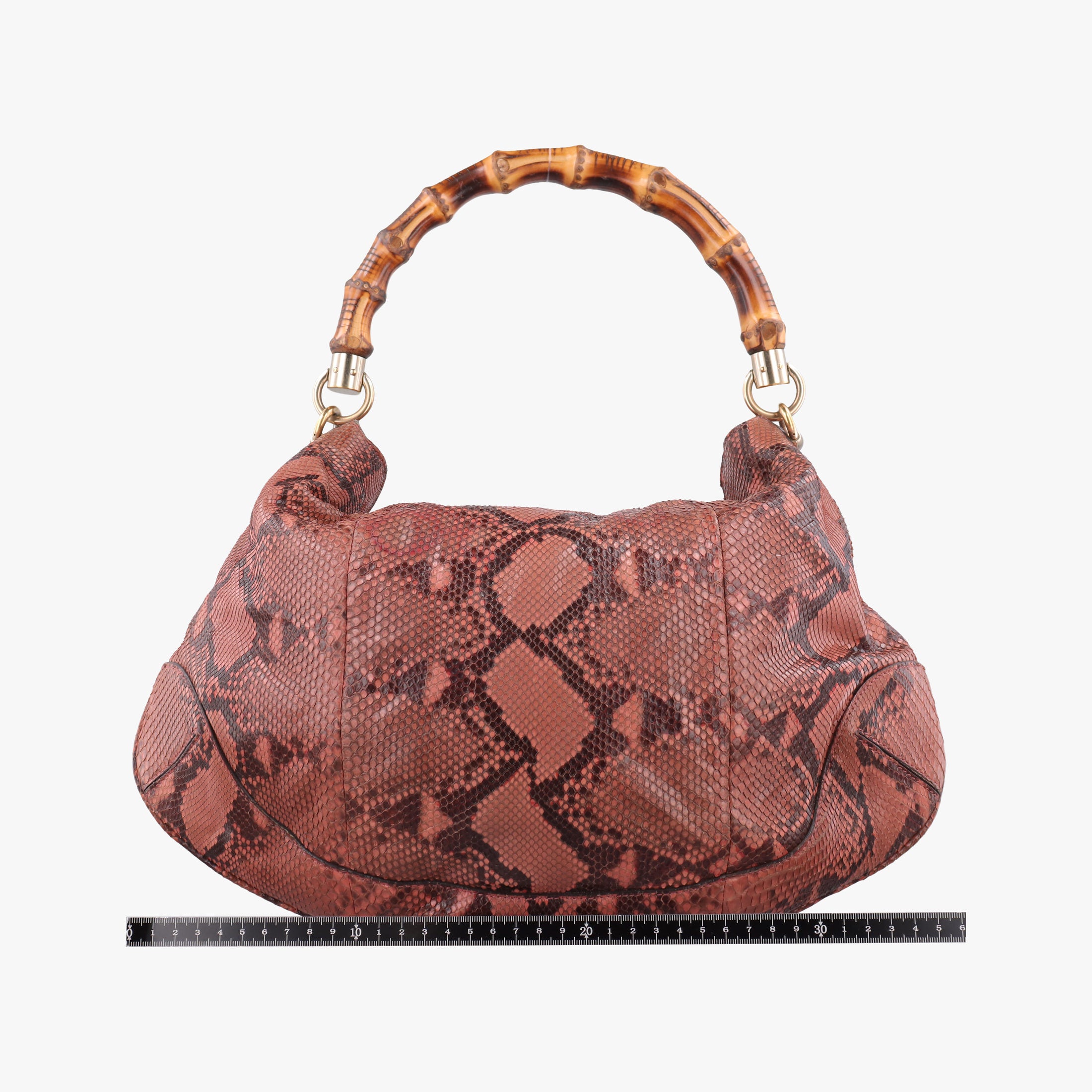 Pre-owned Gucci Bamboo Pink snakeskin 169961 shoulderbag | stylenewstar
