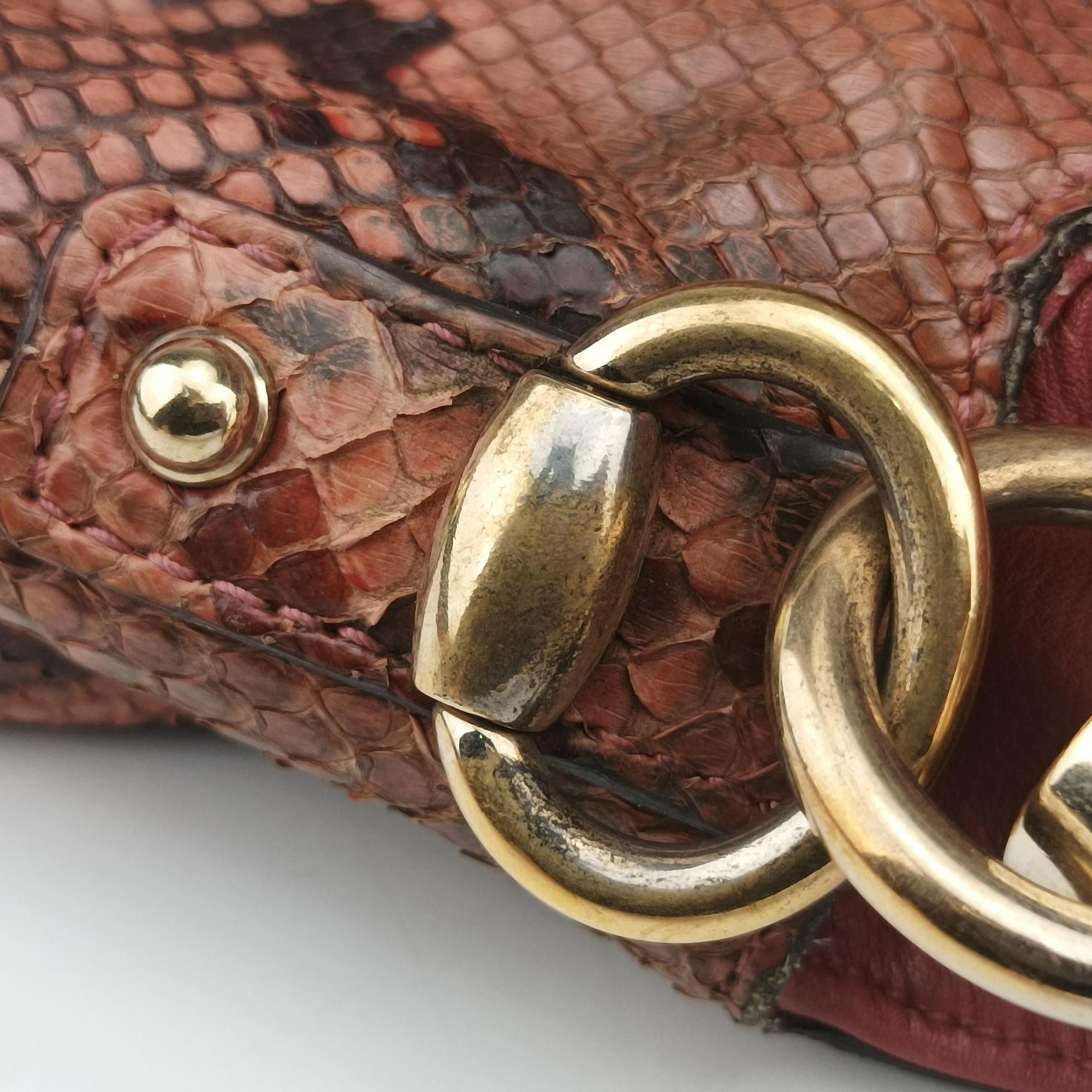 Pre-owned Gucci Bamboo Pink snakeskin 169961 shoulderbag | stylenewstar