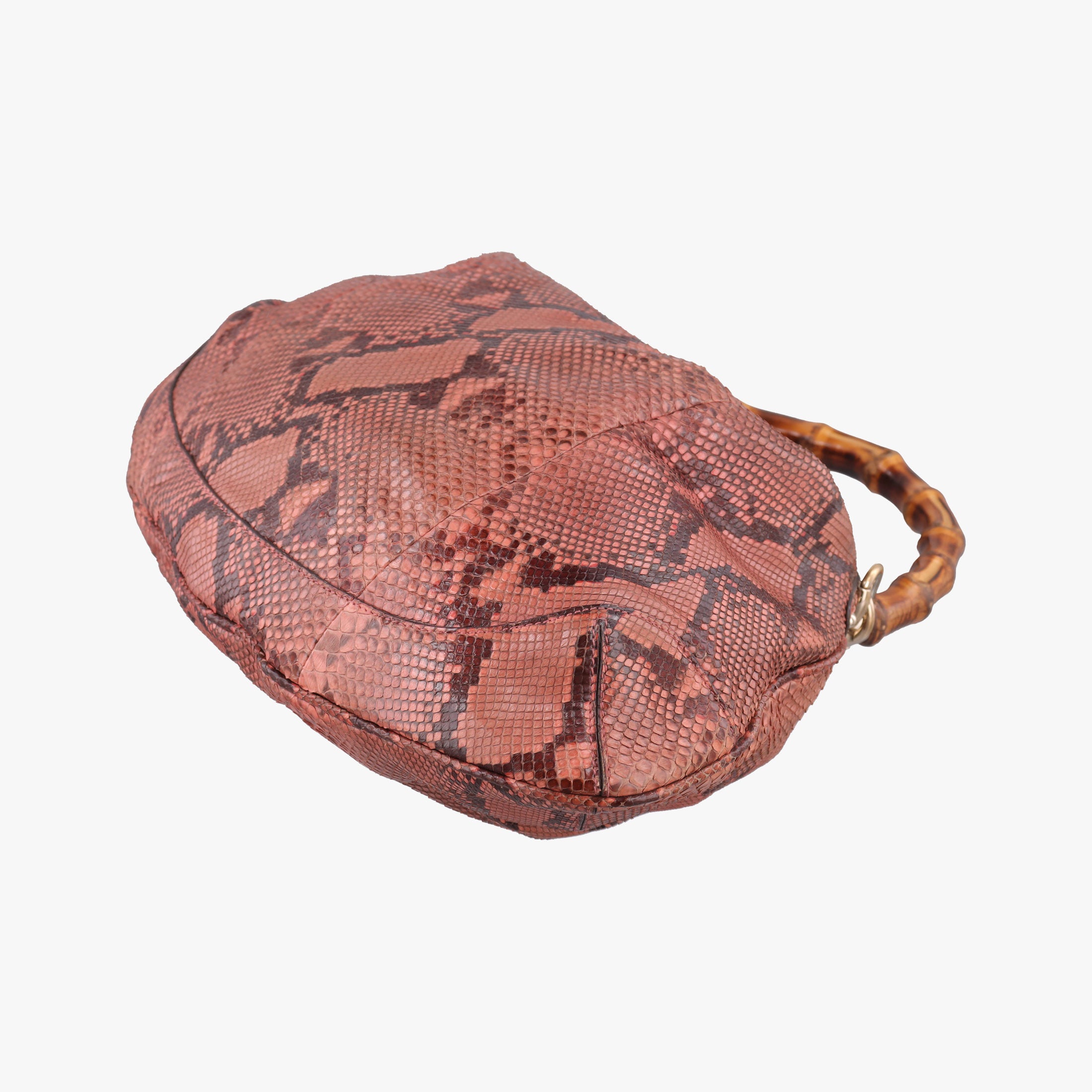 Pre-owned Gucci Bamboo Pink snakeskin 169961 shoulderbag | stylenewstar