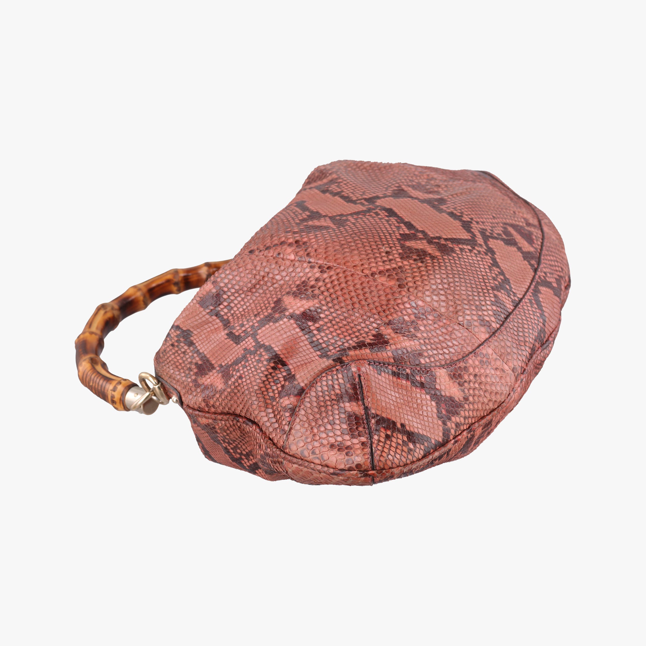 Pre-owned Gucci Bamboo Pink snakeskin 169961 shoulderbag | stylenewstar