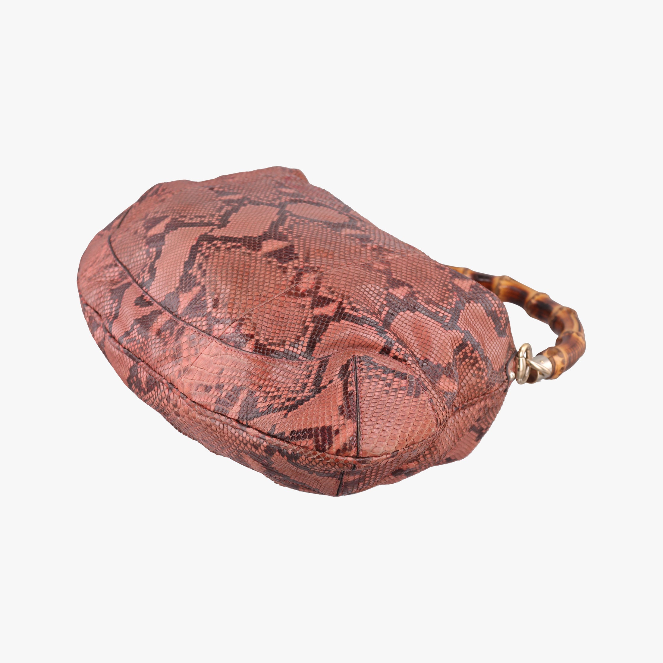 Pre-owned Gucci Bamboo Pink snakeskin 169961 shoulderbag | stylenewstar