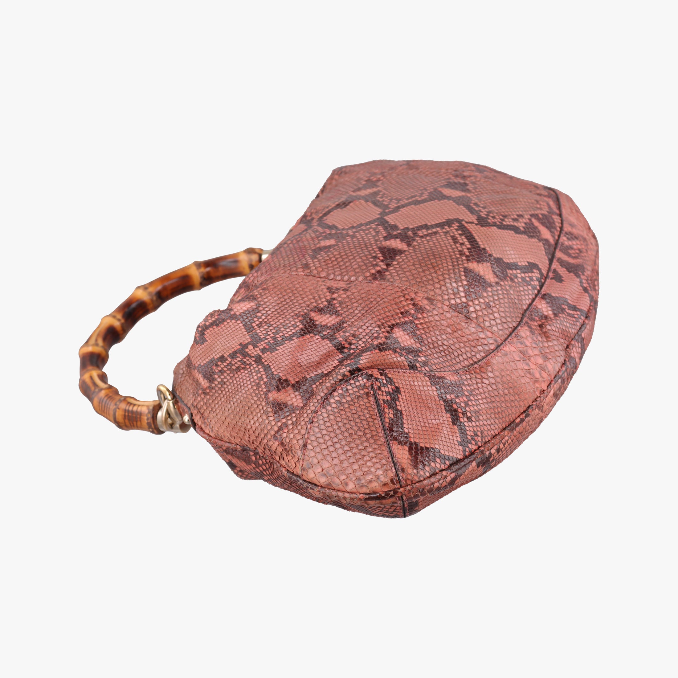 Pre-owned Gucci Bamboo Pink snakeskin 169961 shoulderbag | stylenewstar