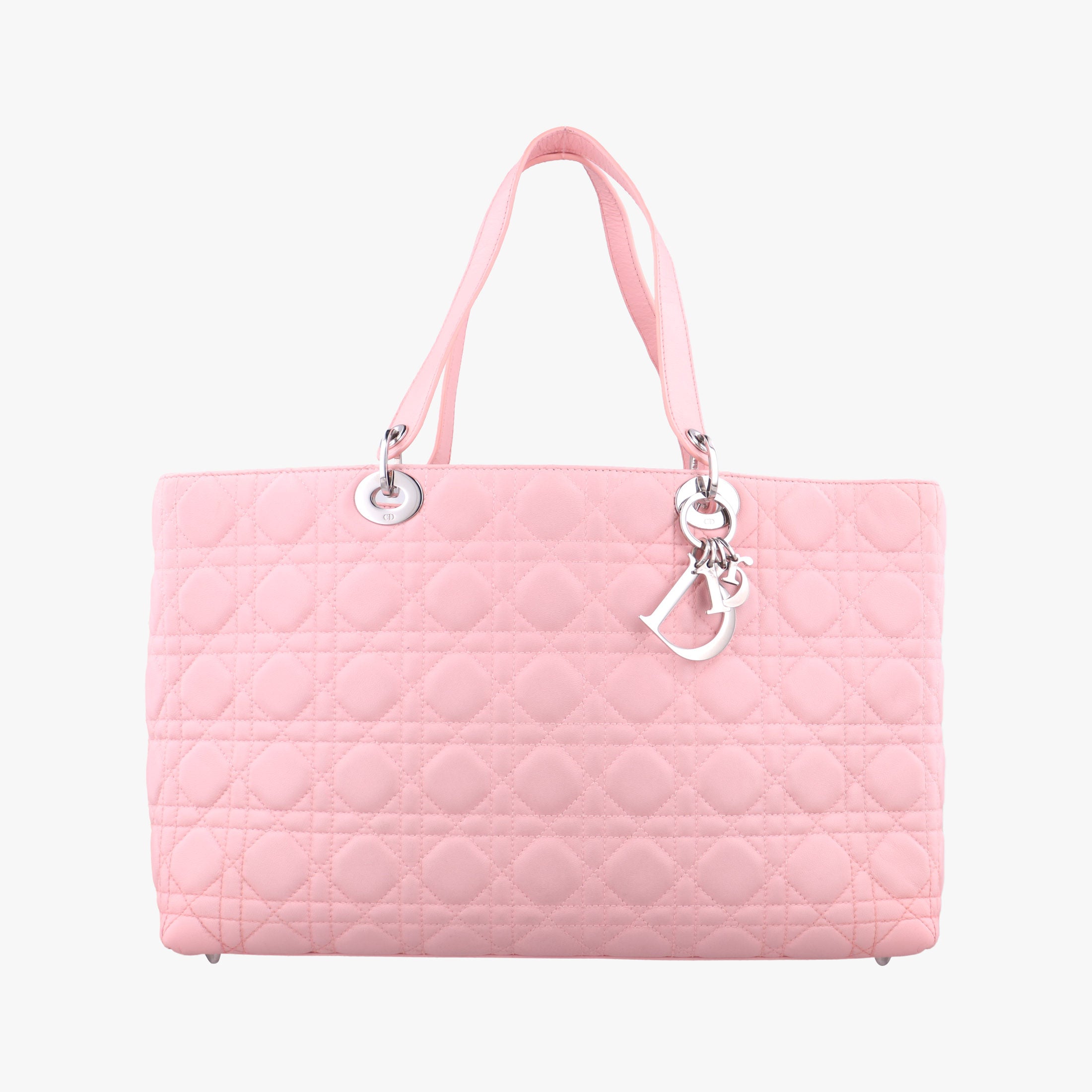 Pre-owned Christian Dior canage stitch Pink lambskin  shoulderbag | stylenewstar