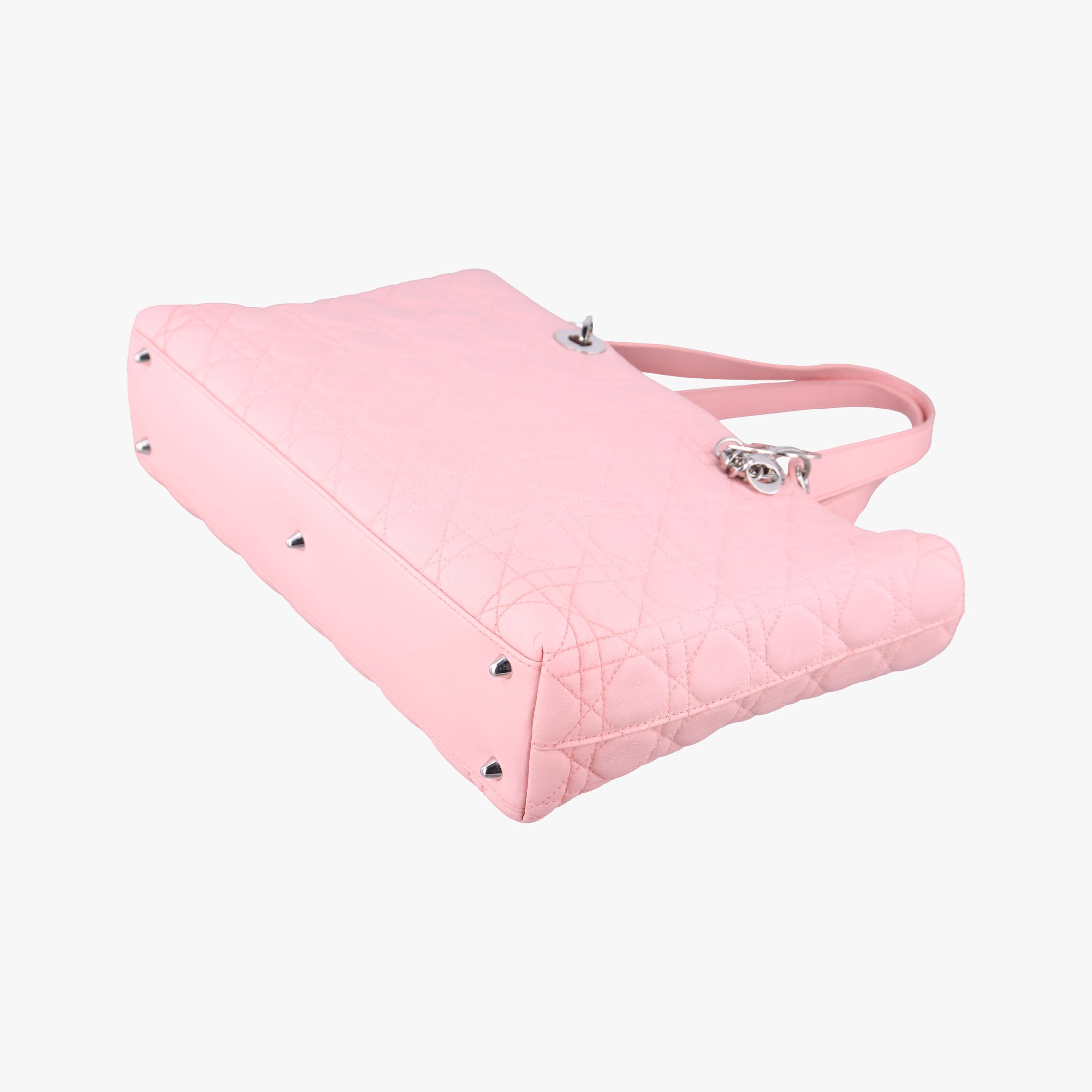 Pre-owned Christian Dior canage stitch Pink lambskin  shoulderbag | stylenewstar
