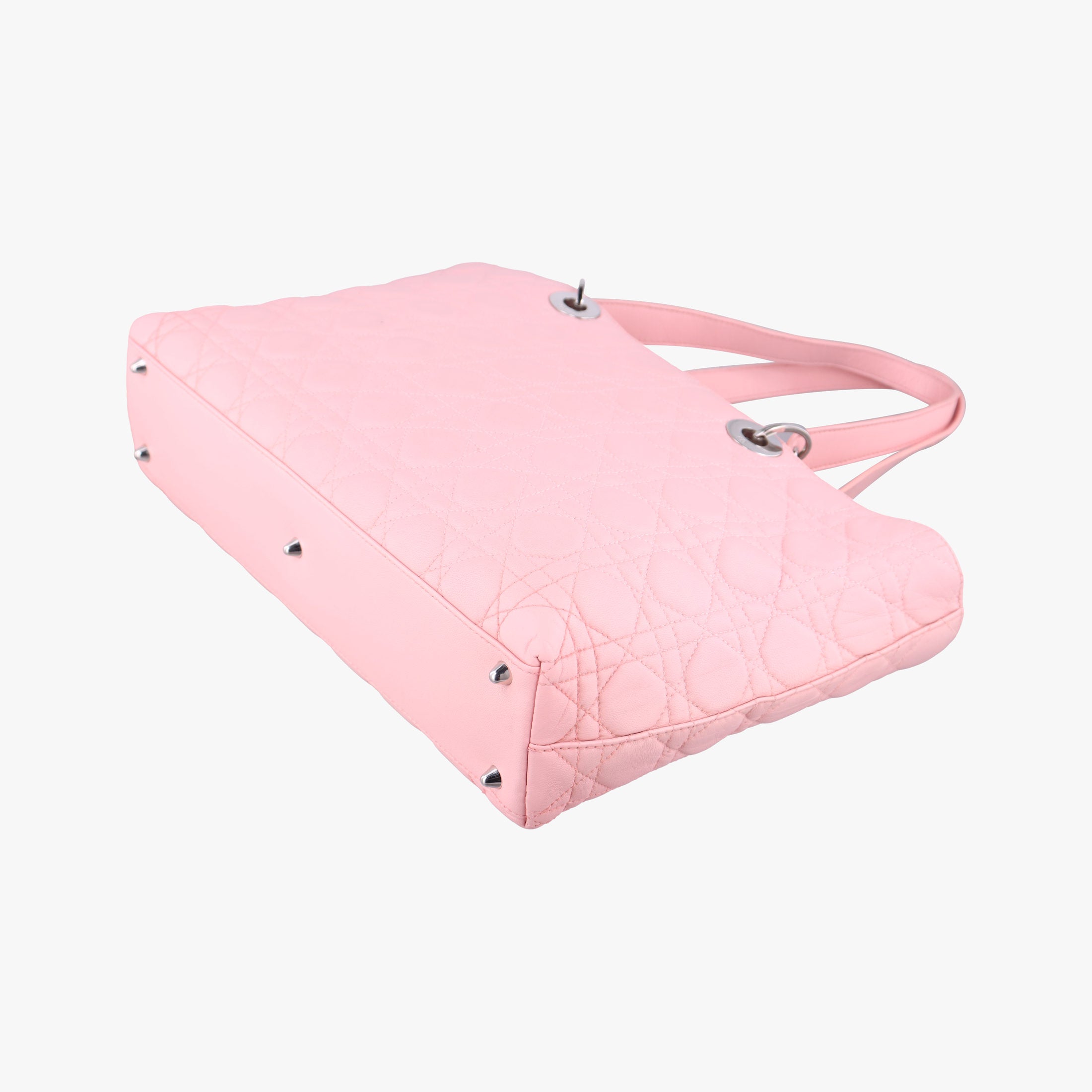 Pre-owned Christian Dior canage stitch Pink lambskin  shoulderbag | stylenewstar