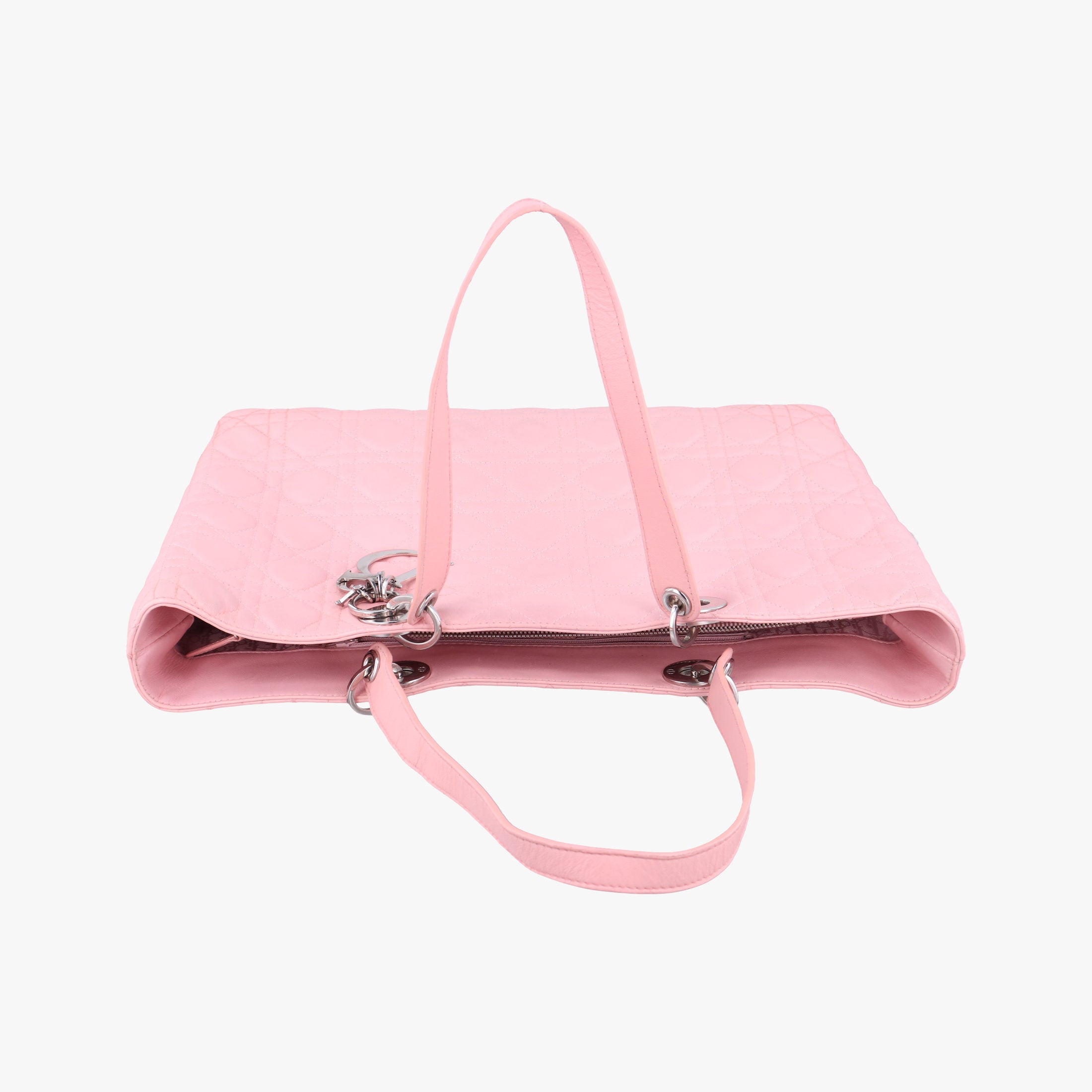 Pre-owned Christian Dior canage stitch Pink lambskin  shoulderbag | stylenewstar