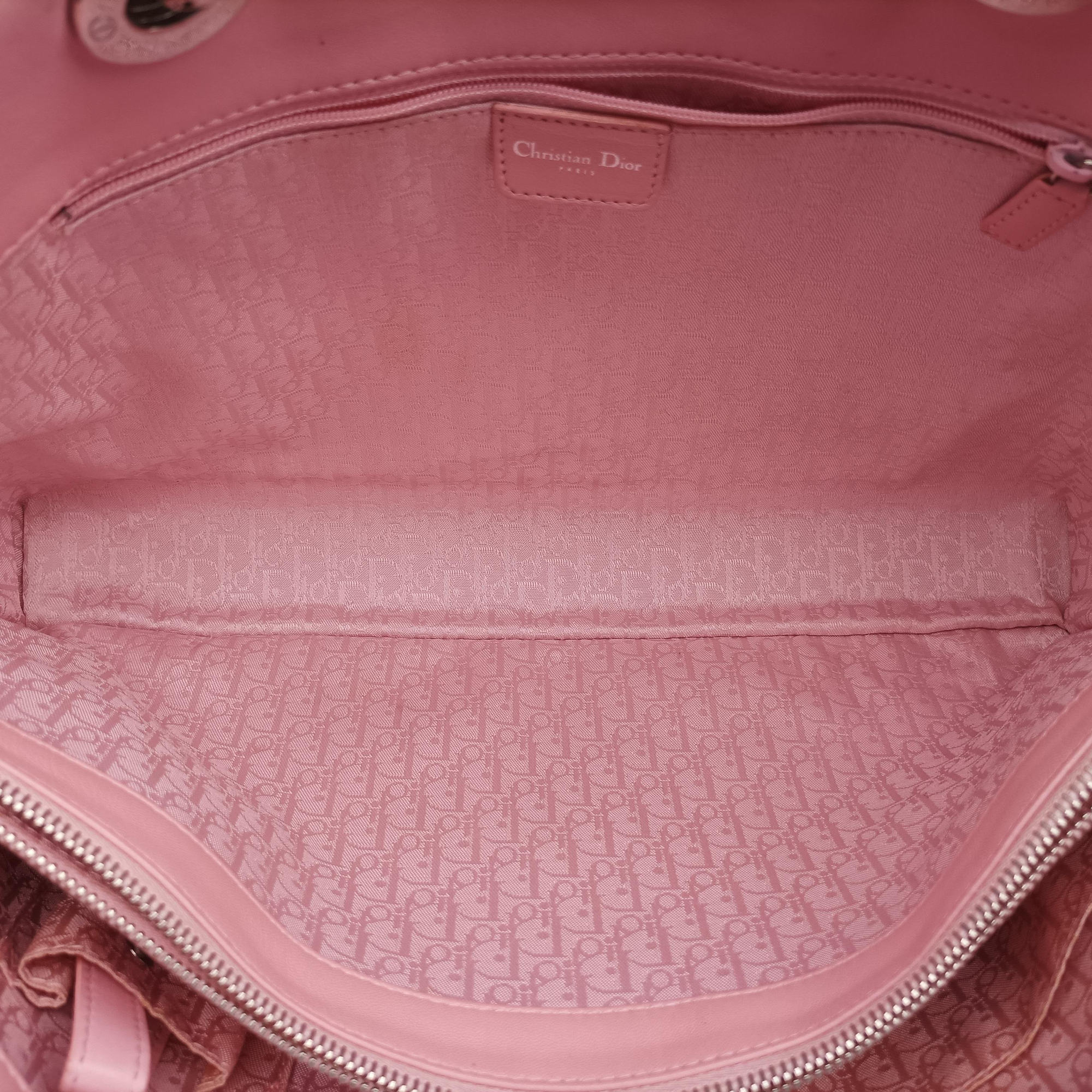 Pre-owned Christian Dior canage stitch Pink lambskin  shoulderbag | stylenewstar