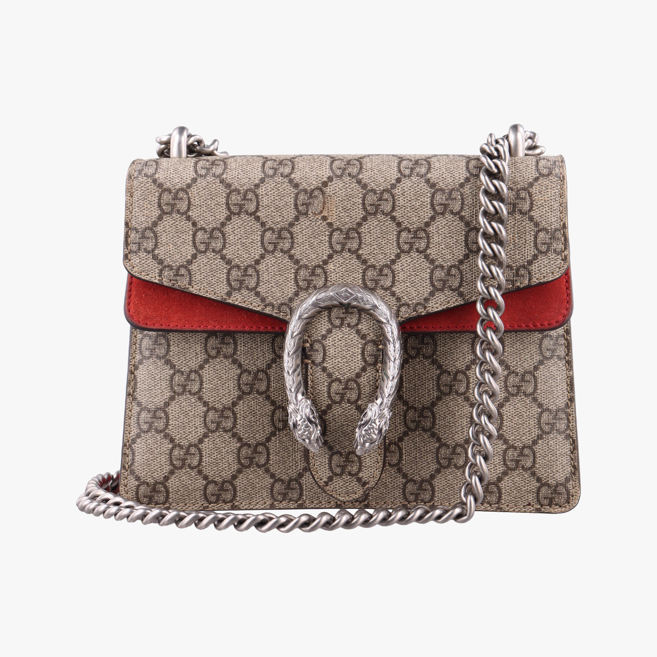 Pre-owned Gucci Dionysus beige×red PVC coated canvas × suede 421970 shoulderbag | stylenewstar