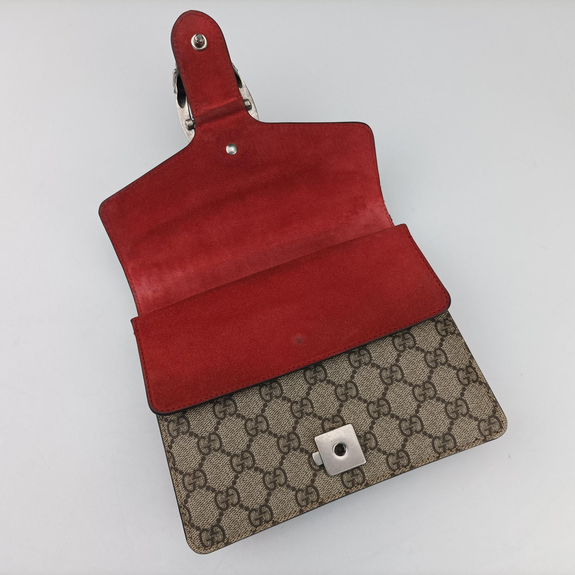 Pre-owned Gucci Dionysus beige×red PVC coated canvas × suede 421970 shoulderbag | stylenewstar