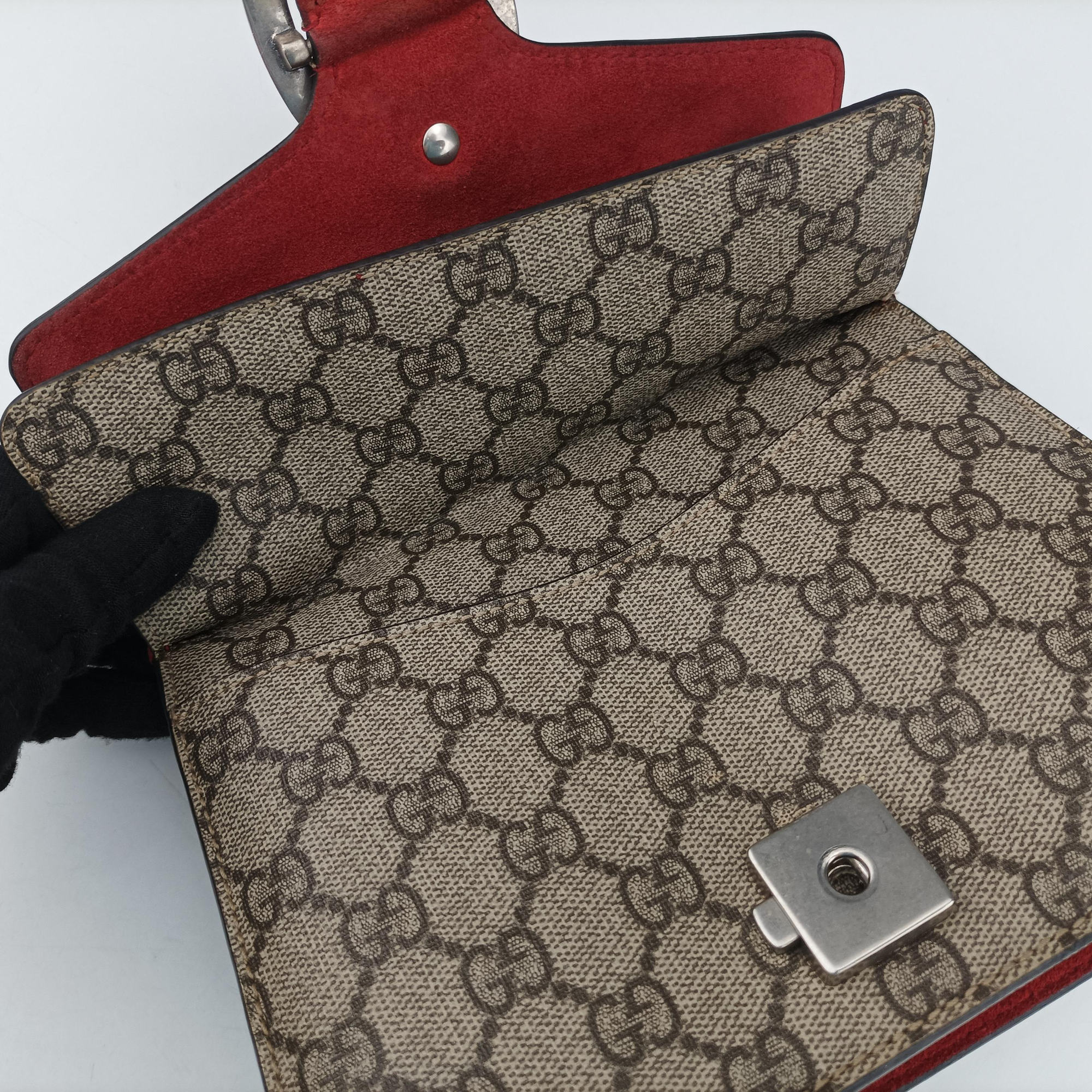 Pre-owned Gucci Dionysus beige×red PVC coated canvas × suede 421970 shoulderbag | stylenewstar