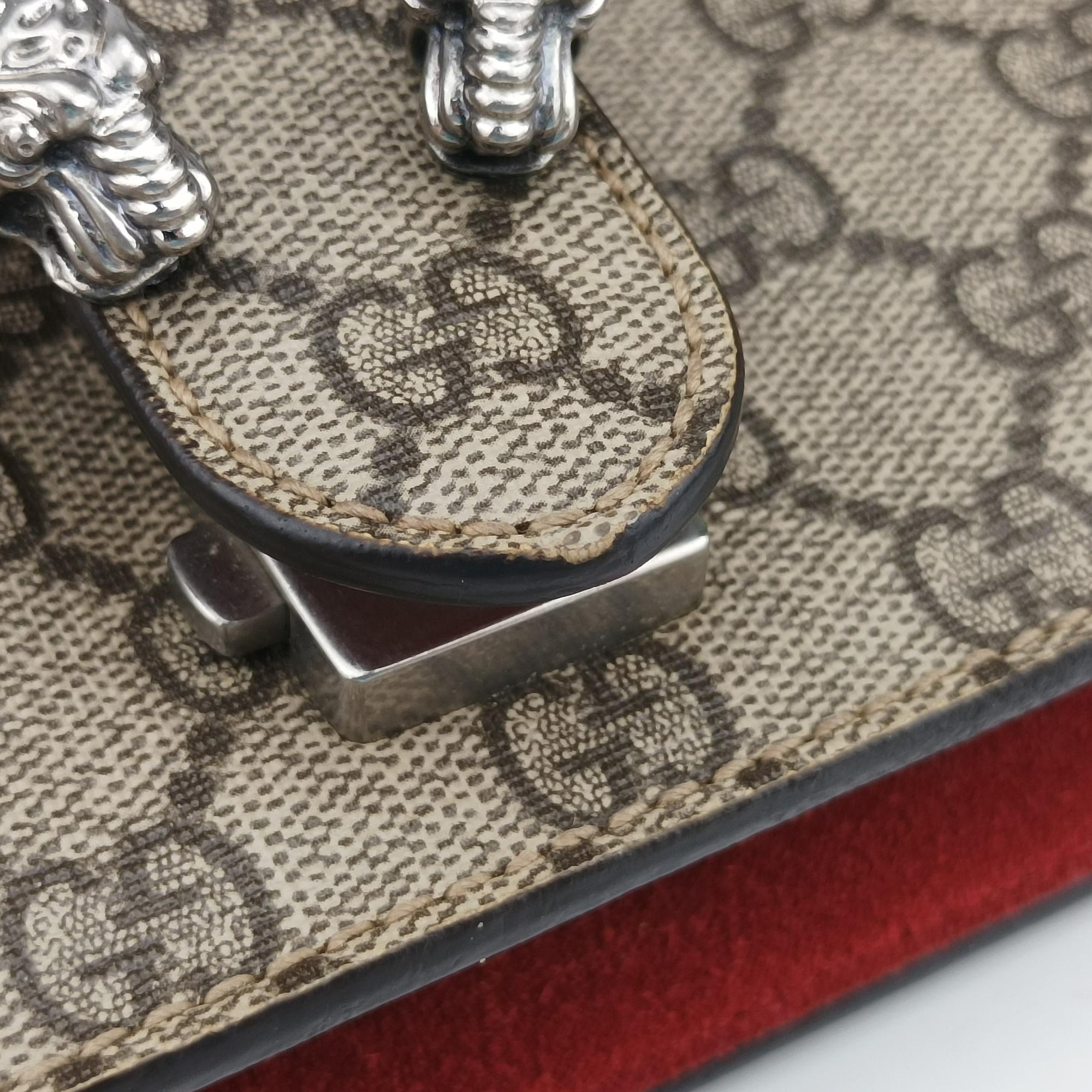 Pre-owned Gucci Dionysus beige×red PVC coated canvas × suede 421970 shoulderbag | stylenewstar