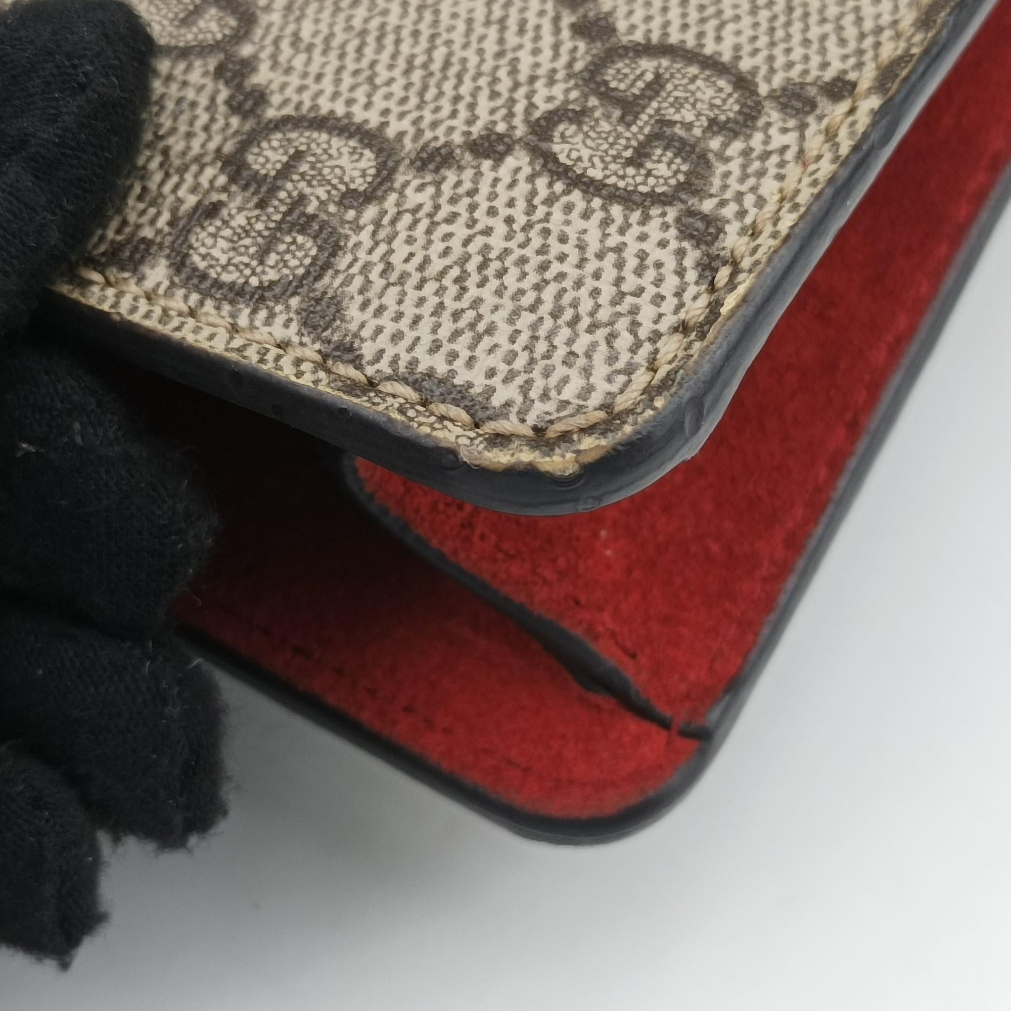 Pre-owned Gucci Dionysus beige×red PVC coated canvas × suede 421970 shoulderbag | stylenewstar