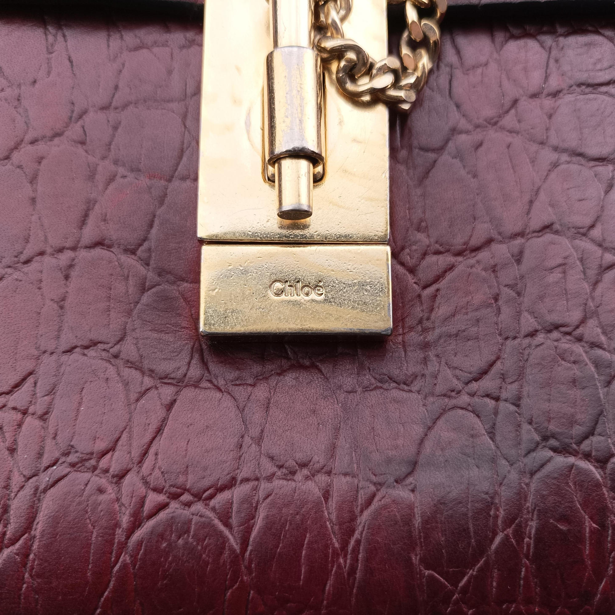 Pre-owned Chloe DREW Burgundy Leather x Suede  shoulderbag | stylenewstar