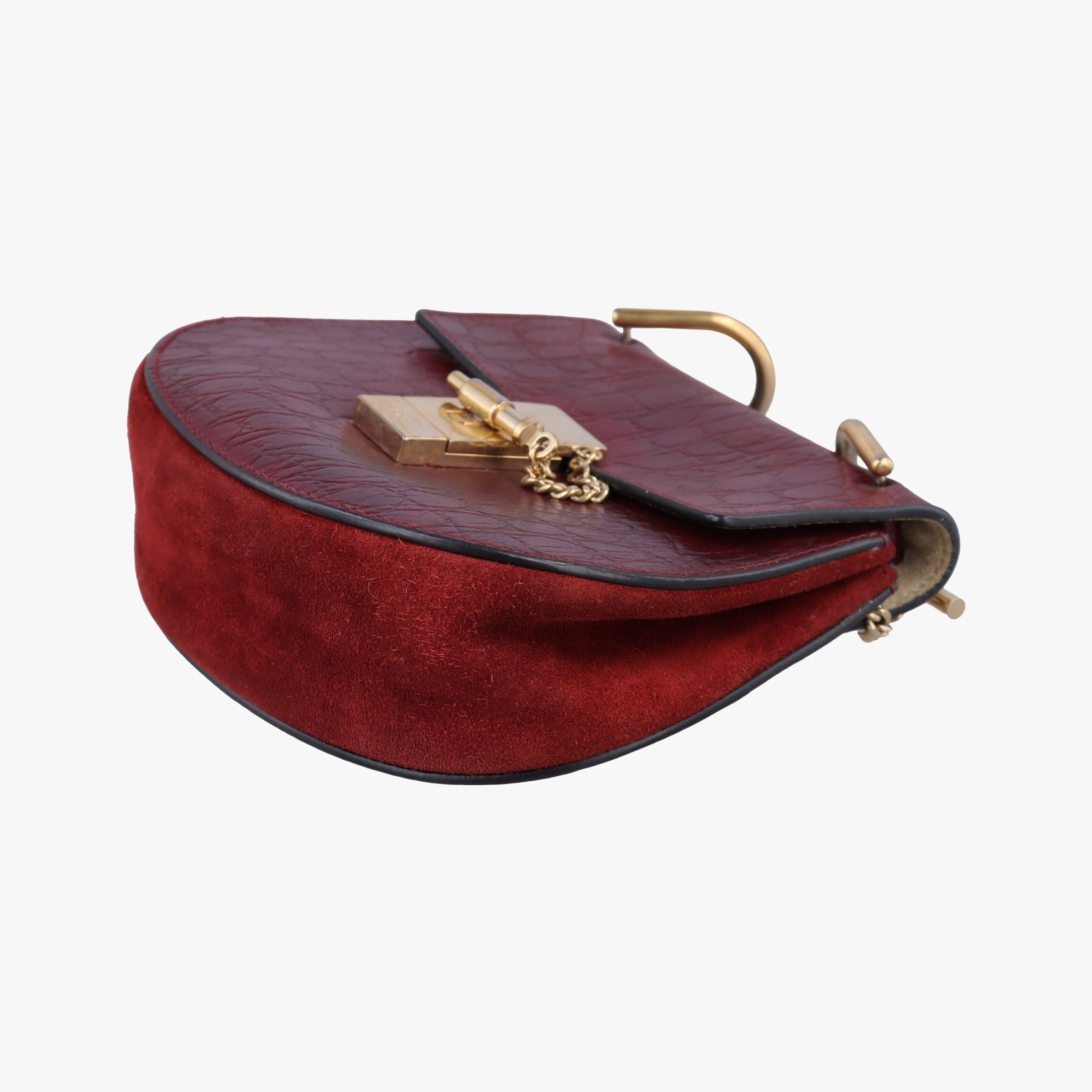 Pre-owned Chloe DREW Burgundy Leather x Suede  shoulderbag | stylenewstar