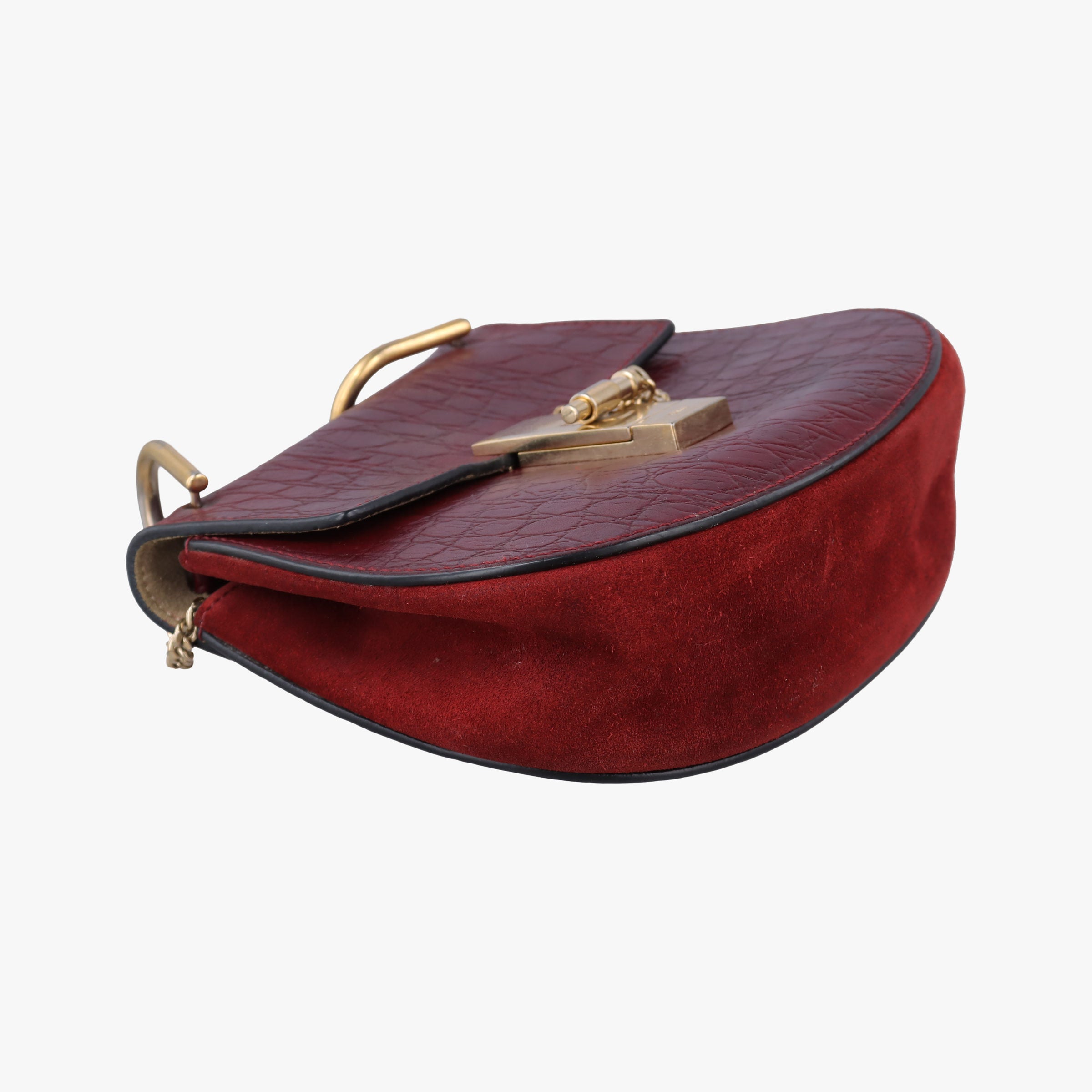 Pre-owned Chloe DREW Burgundy Leather x Suede  shoulderbag | stylenewstar