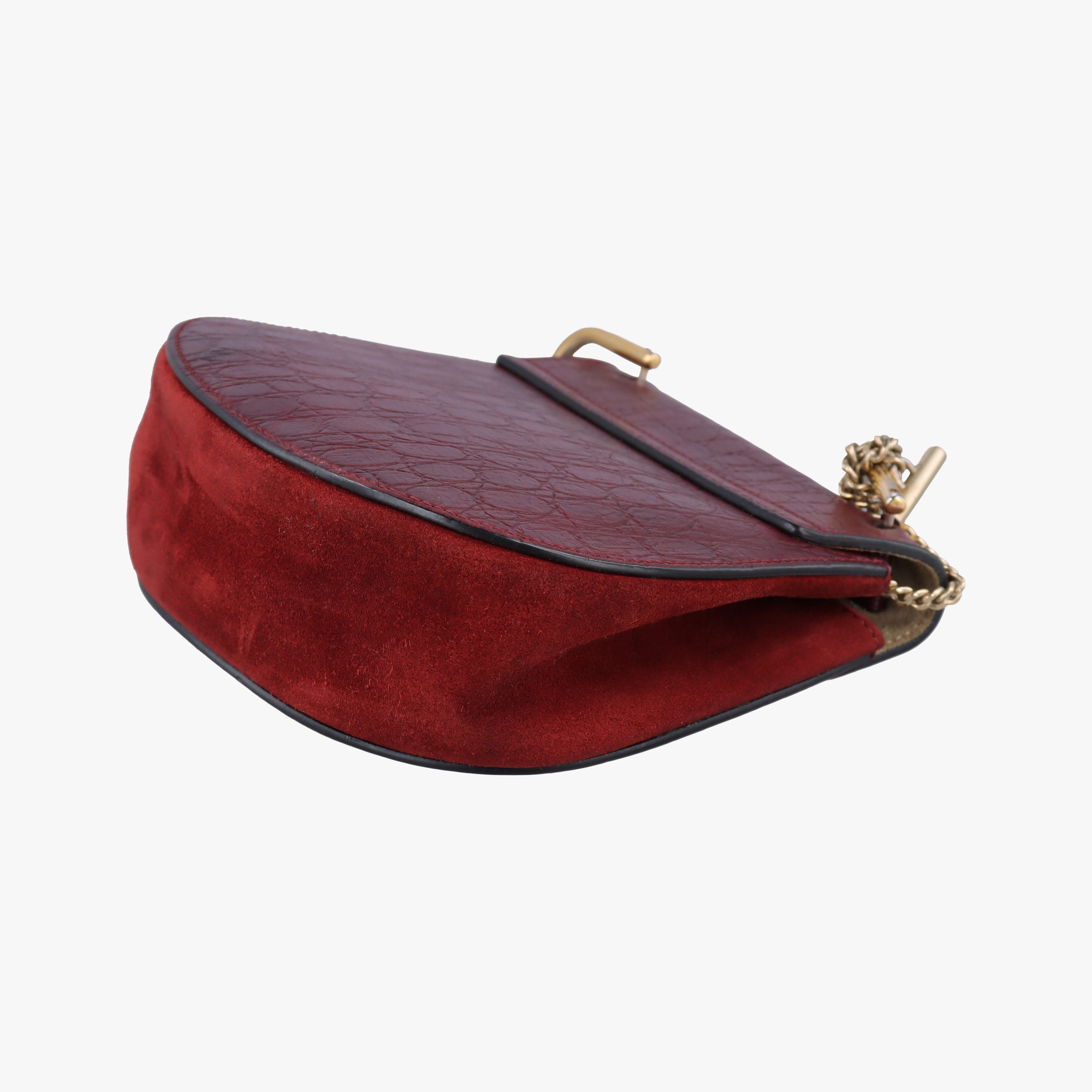 Pre-owned Chloe DREW Burgundy Leather x Suede  shoulderbag | stylenewstar