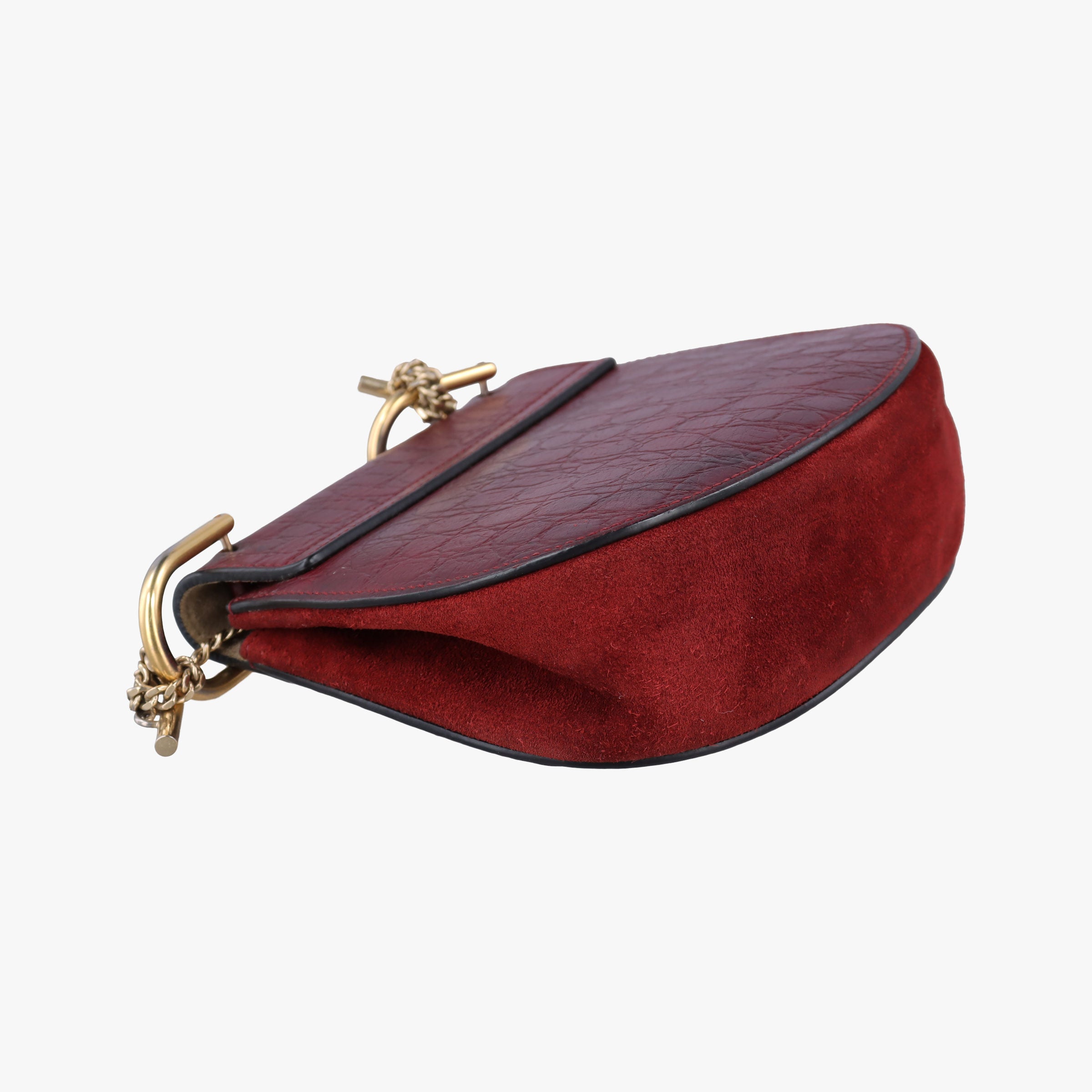 Pre-owned Chloe DREW Burgundy Leather x Suede  shoulderbag | stylenewstar