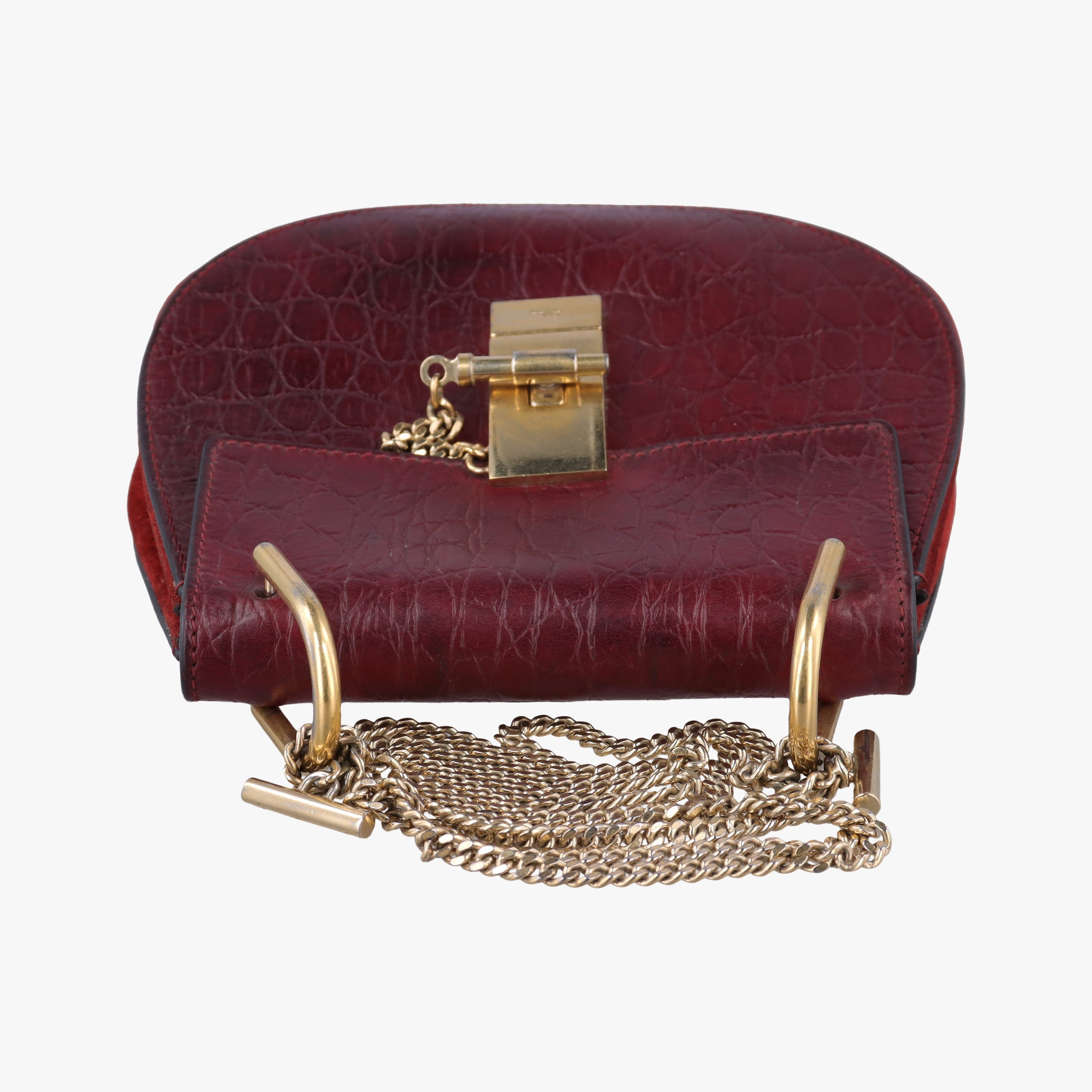 Pre-owned Chloe DREW Burgundy Leather x Suede  shoulderbag | stylenewstar